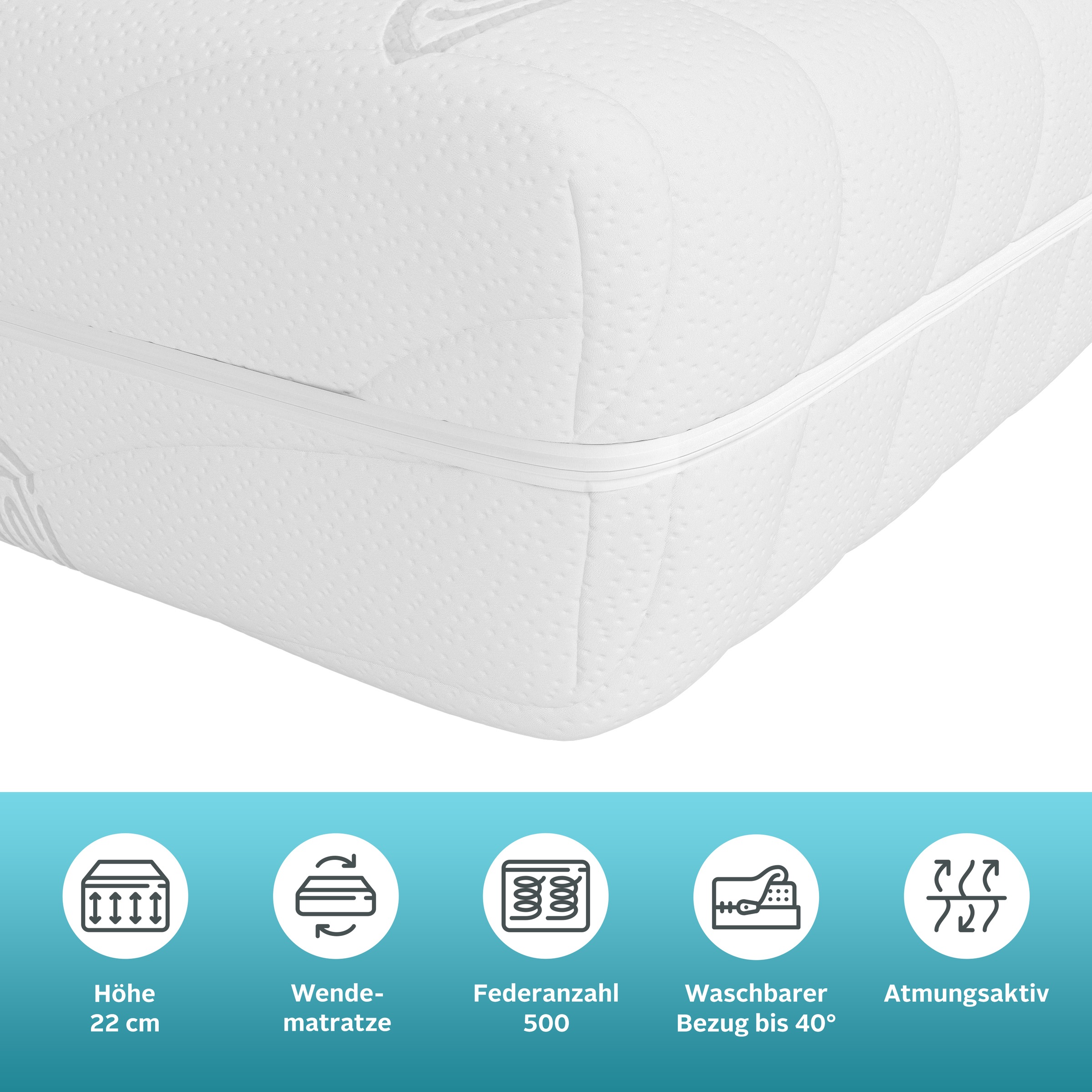 Thumbnail - Älgdröm Taschenfederkernmatratze "NEUHEIT: Lasse, 7 Zonen Matratze 90x200, 140x200 cm, langlebige Qual." 22 cm hoch 500 ...