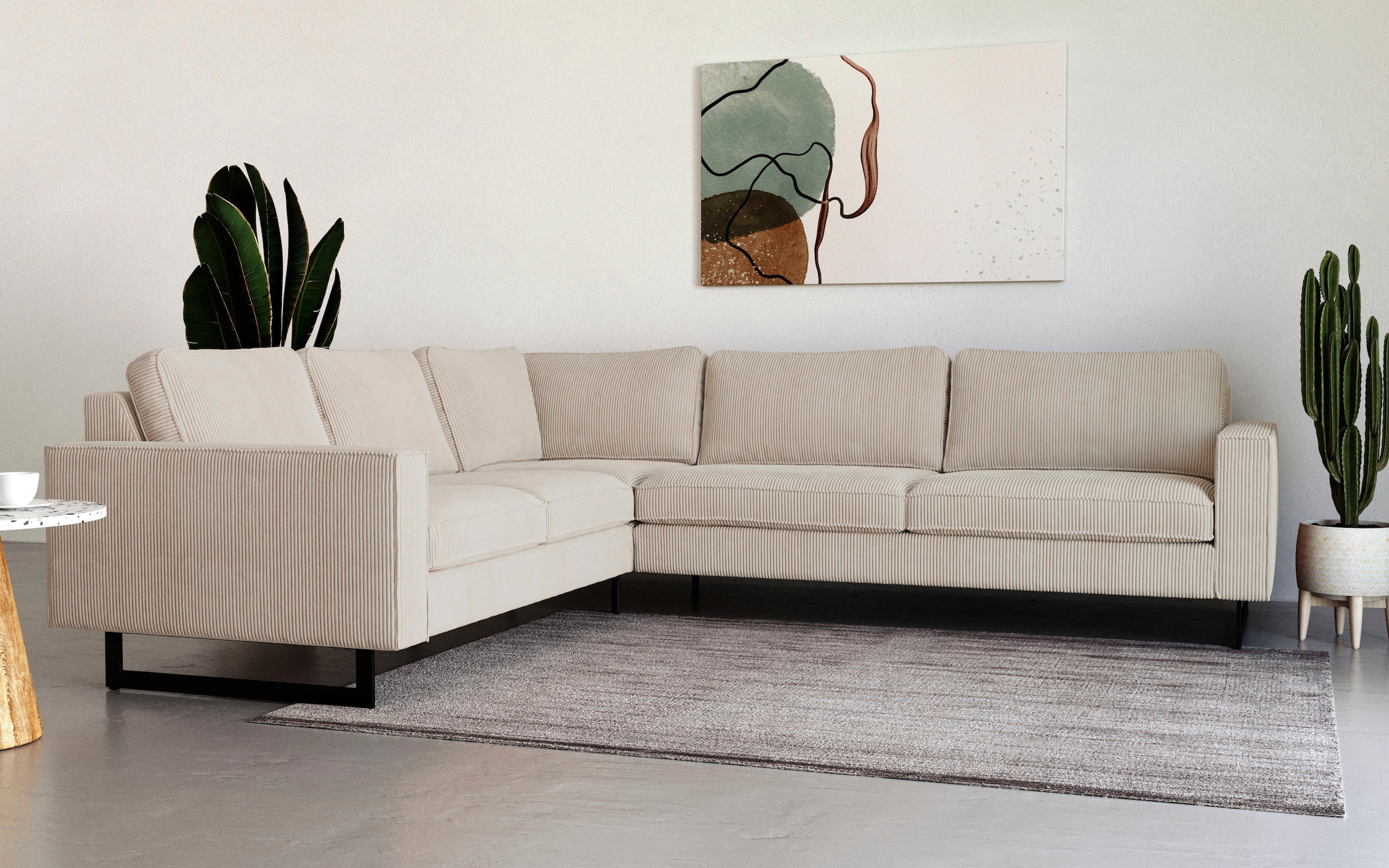 Places of Style Ecksofa "Pinto, XXL, 250/290 cm, langer Schenkel, Ottomane" günstig online kaufen