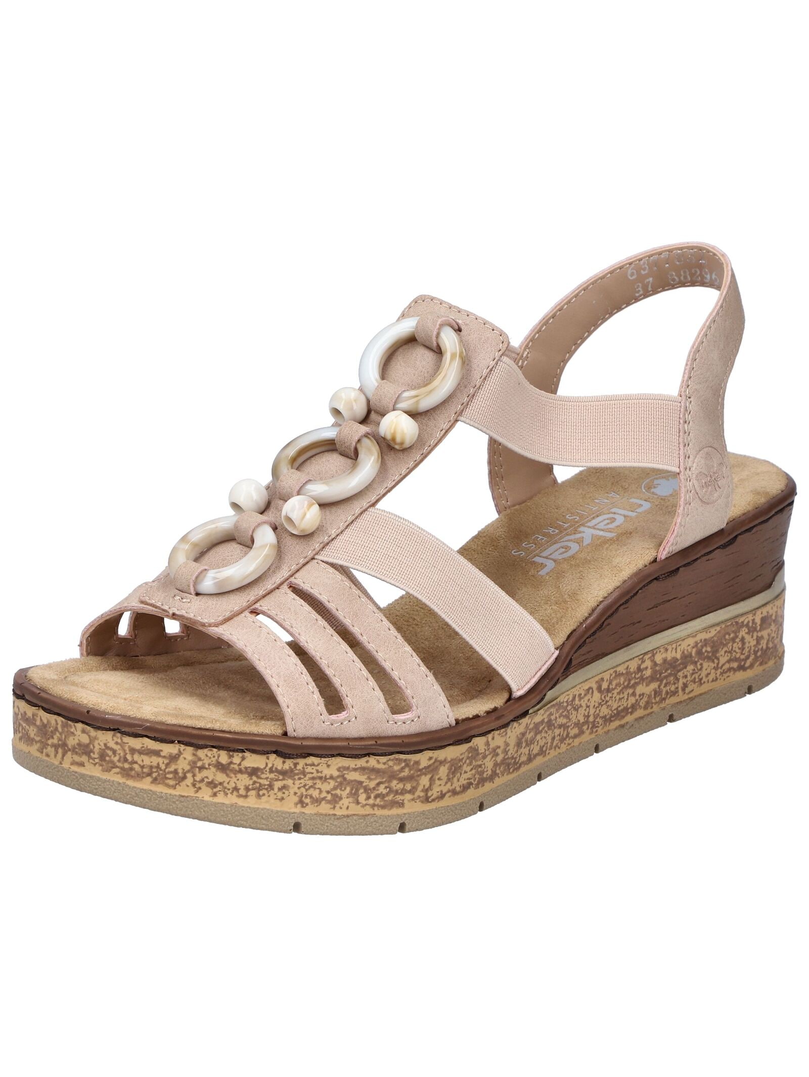 RIEKER Damen Keilsandalette "Rieker Sandalen Lederimitat", Gr. 42, rosa, Lederimitat, Schuhe