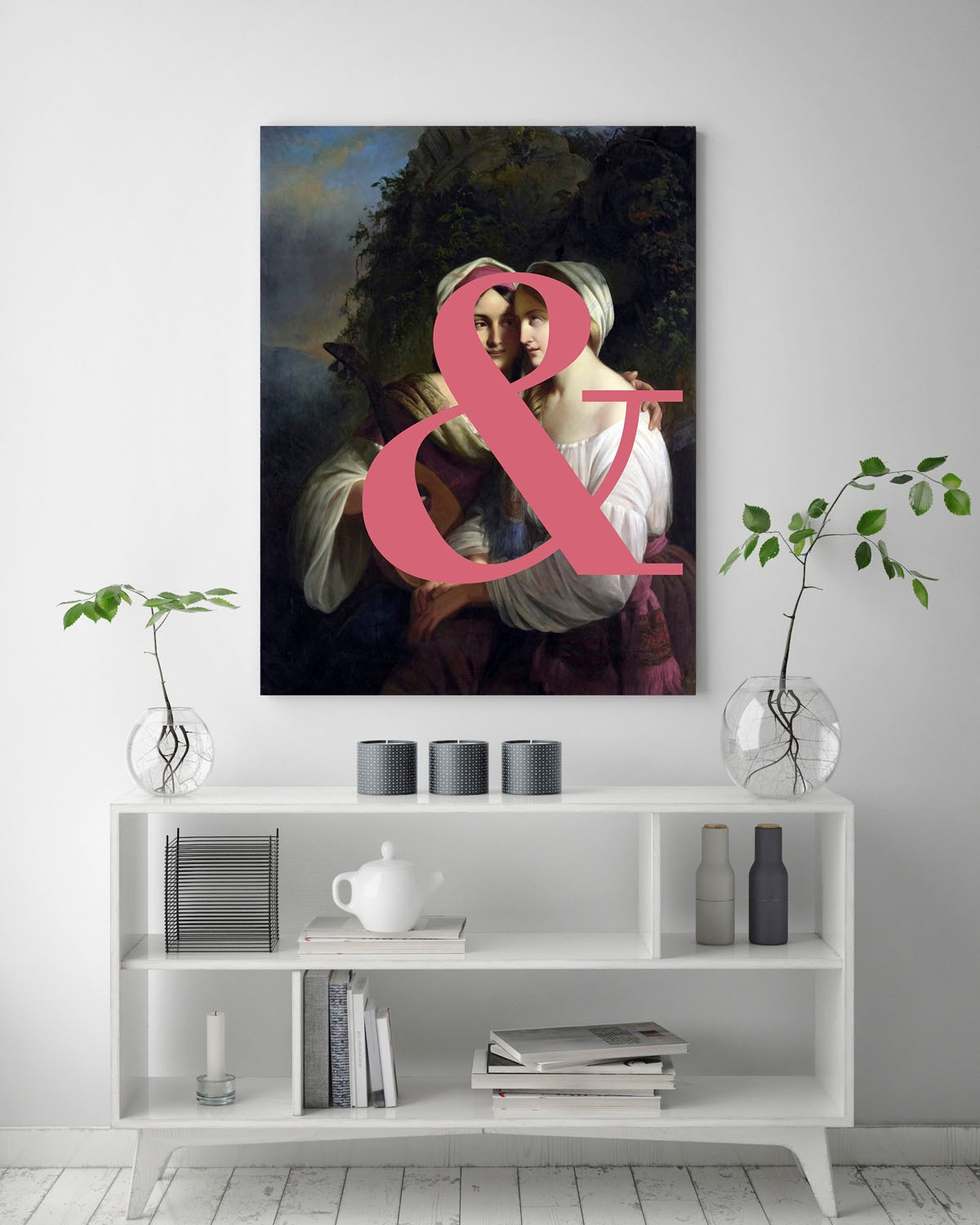 queence Acrylglasbild "Liebespaar mit Farbklecks" Bilder von Liebespaaren günstig online kaufen