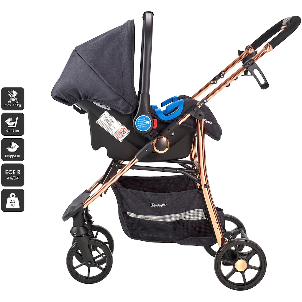 BabyGo Kombi-Kinderwagen »Style - 3in1, rosegold/black«