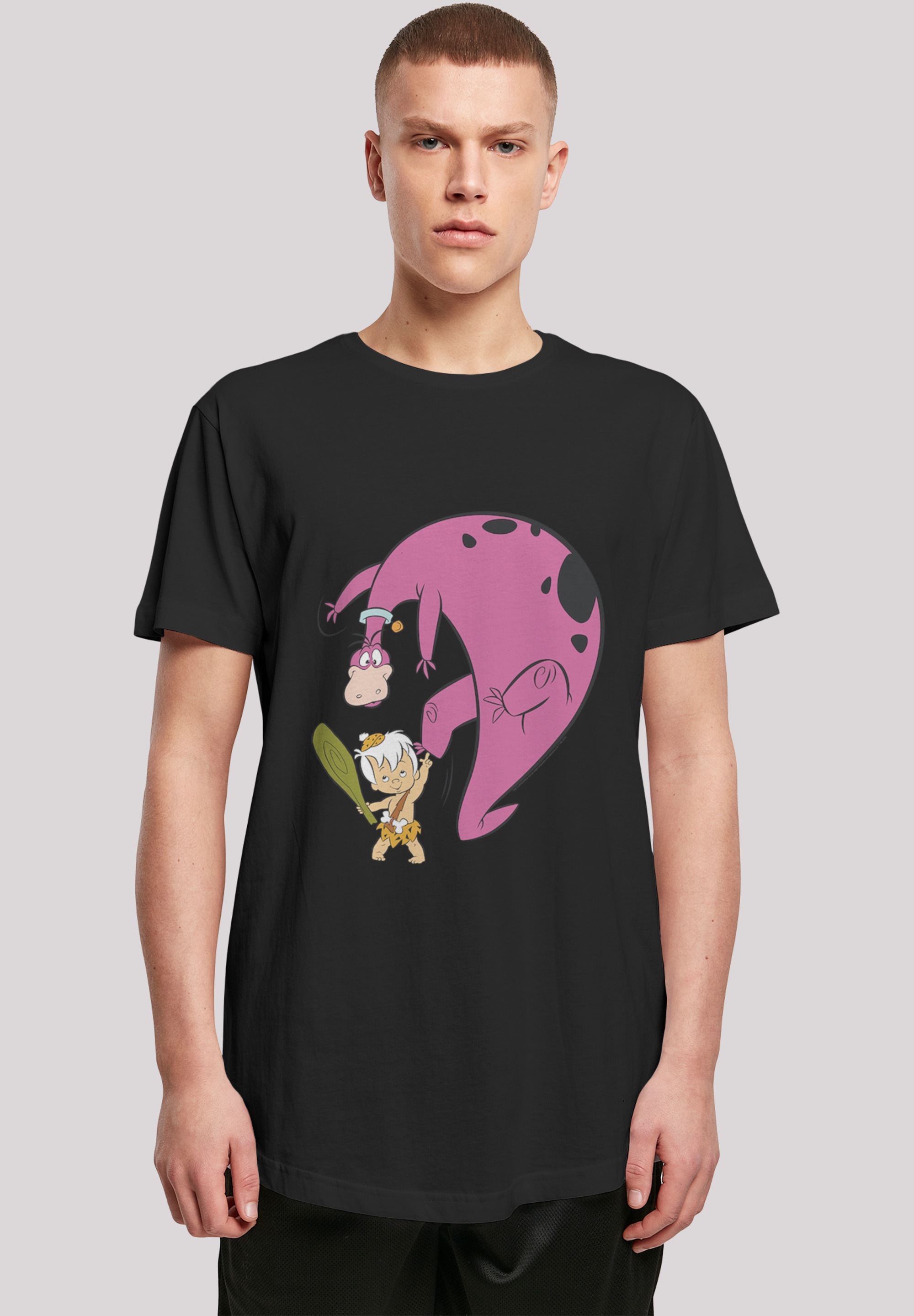 Thumbnail - F4NT4STIC Kurzarmshirt "F4NT4STIC Herren Bamm Bamm And Dino with Shaped Long Tee", (1 tlg.)