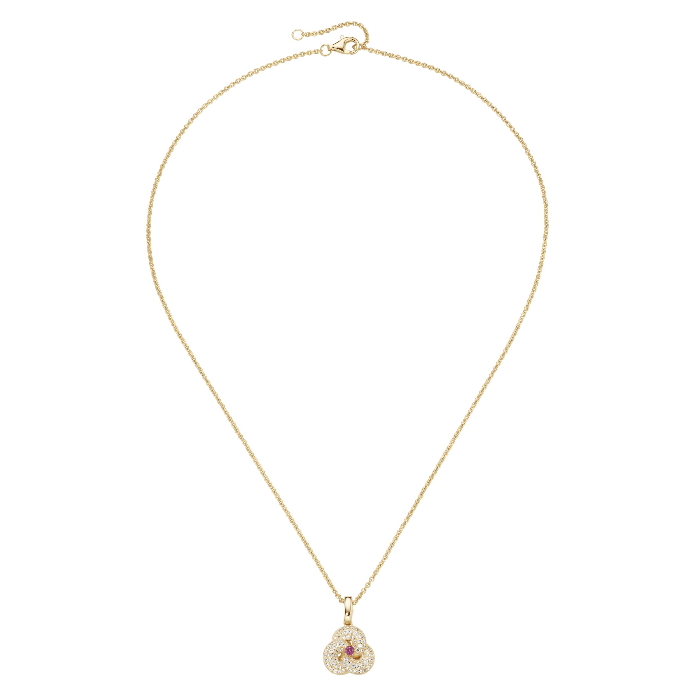 Kette mit Anhänger SMART JEWEL "Anhänger mit Zirkonia und Zierstein, Silber 925", rot, Halsketten, Damen, 45cm, Silber 925 (Sterlingsilber)