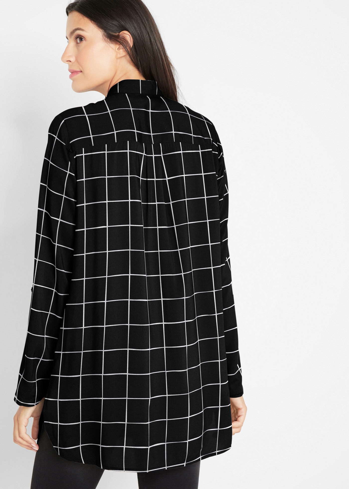 bonprix Longbluse »Karierte Longbluse mit Taschen« Karierte Longbluse mit Taschen