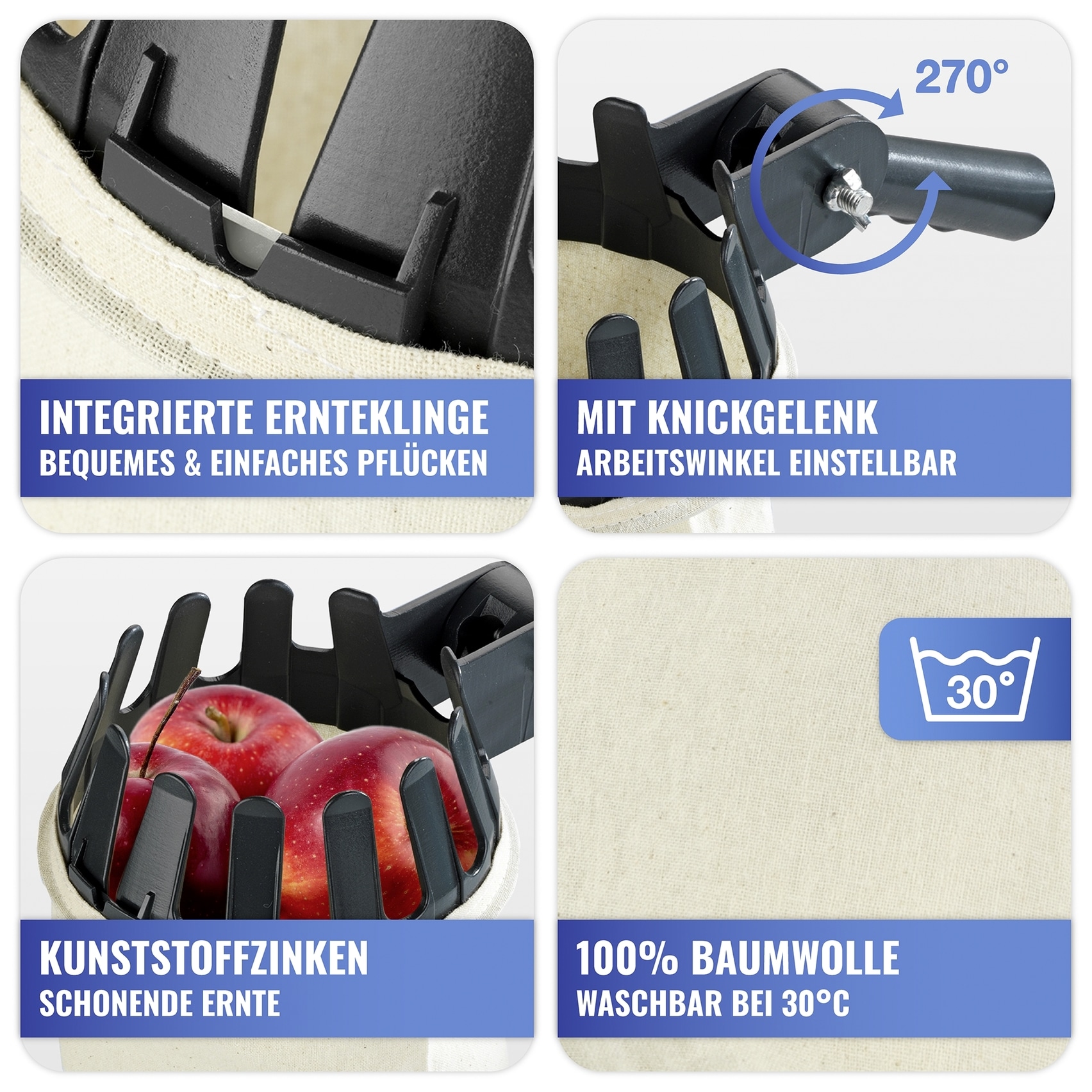 Maximex Obstpflücker »Obstsammler XL« mit Teleskopstiel, 270º-Knickgelenk, ausziehbar von 56 - 122 cm