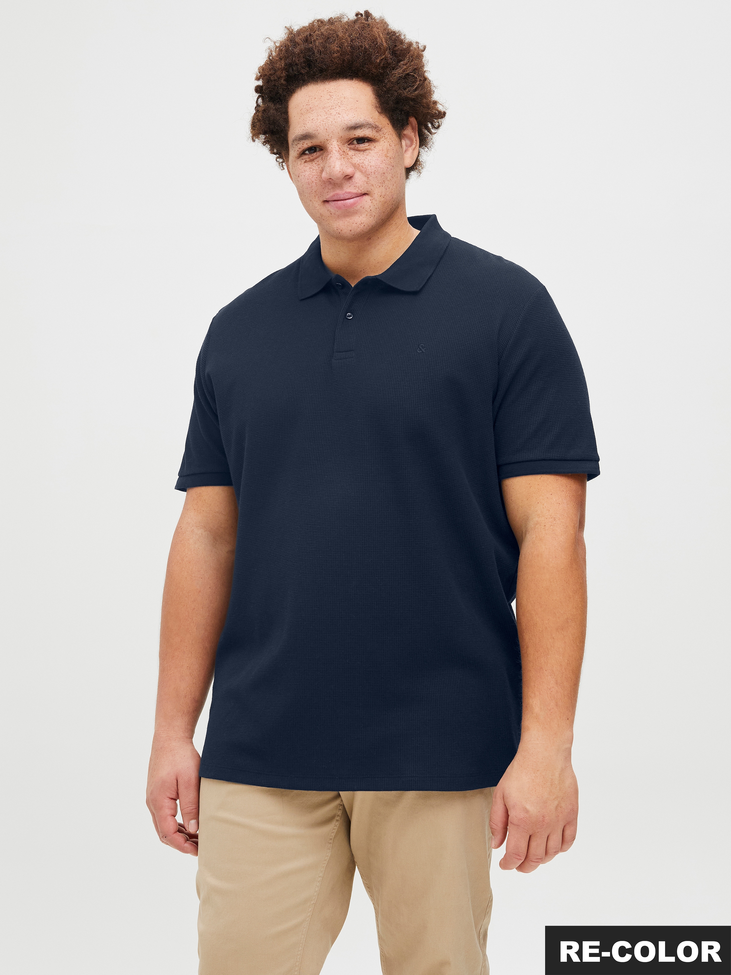 Jack & Jones PlusSize Poloshirt "JJEAUSTIN POLO SS NOOS PLS" Materialmix, normal geschnitten