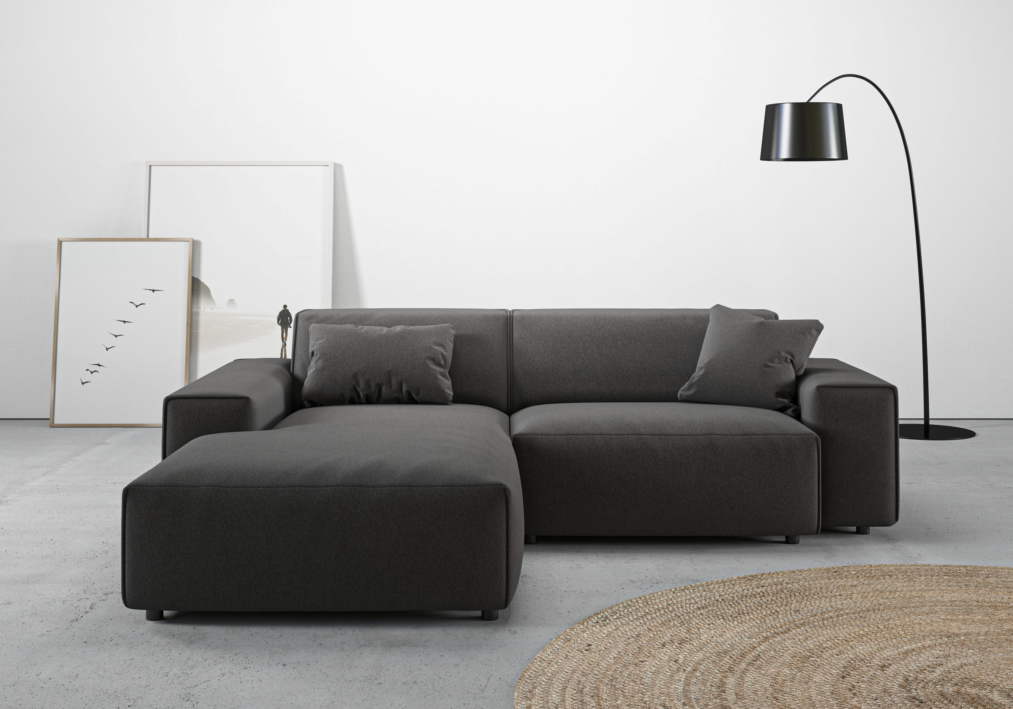 Home affaire Ecksofa "Glimminge L-Form auch in Breitcord, Feincord + Easy care-Bezug," Breite 234, Zierkissen