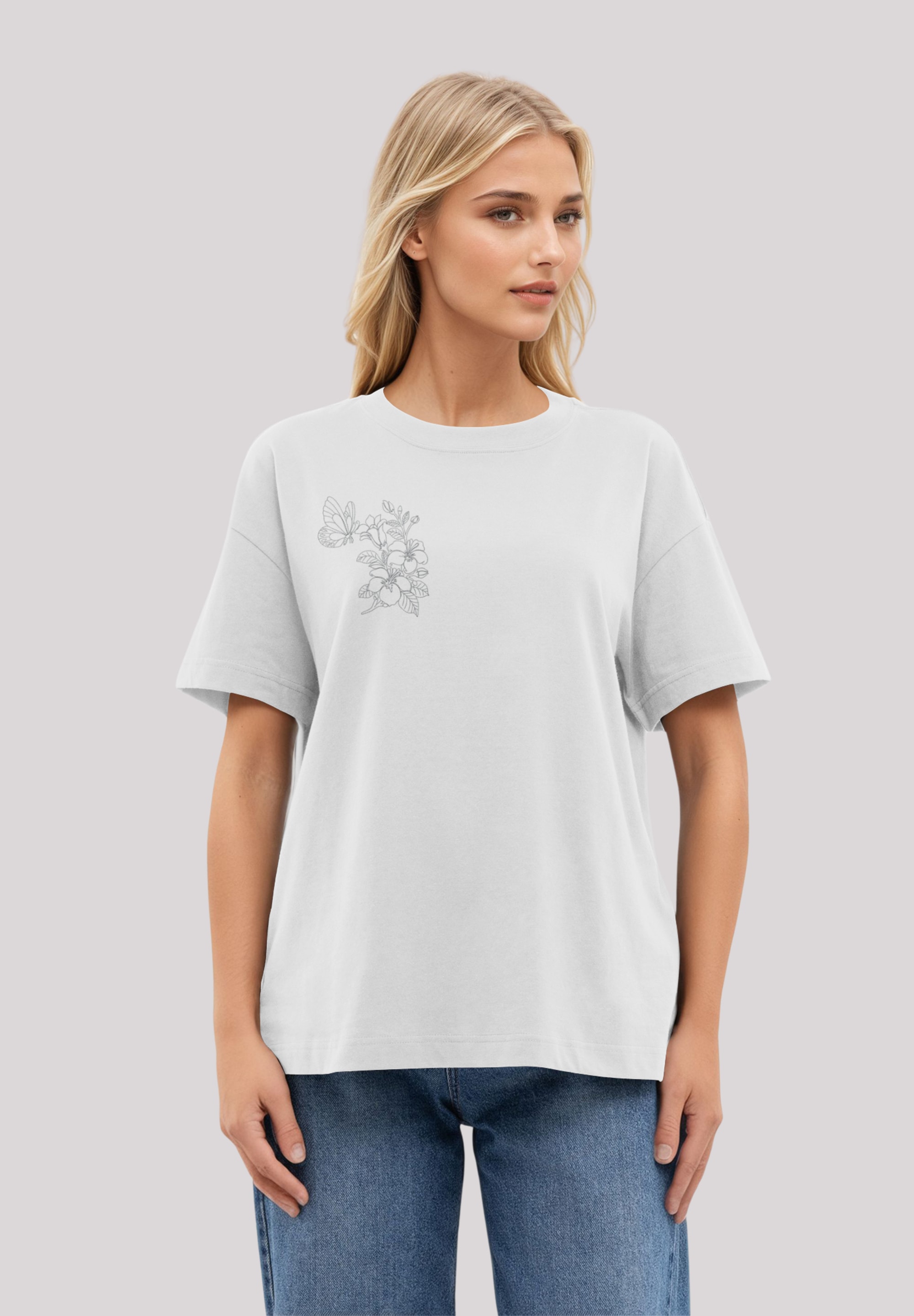 F4NT4STIC T-Shirt "Schmetterling Blumen bestickt", bestickt, Premium Qualit günstig online kaufen