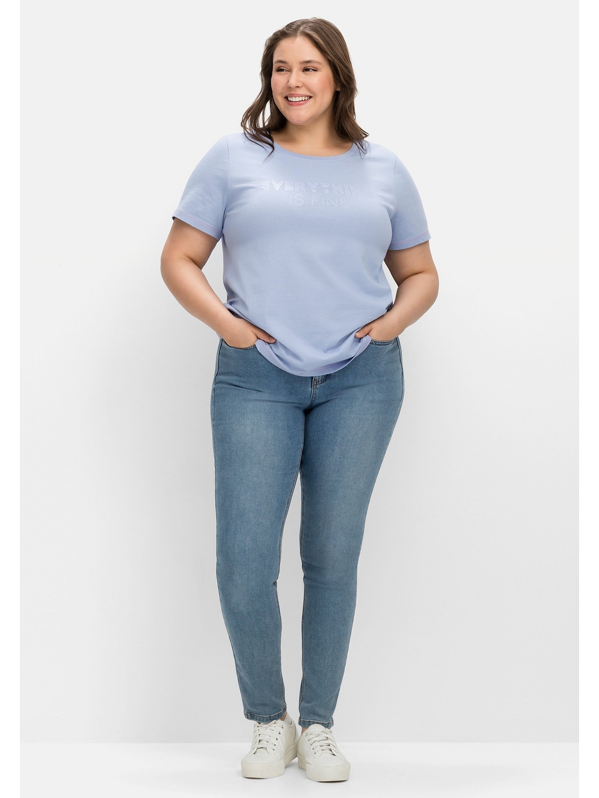 Sheego T-Shirt »Große für leicht Größen«, mit bestellen Wordingprint, tailliert | BAUR