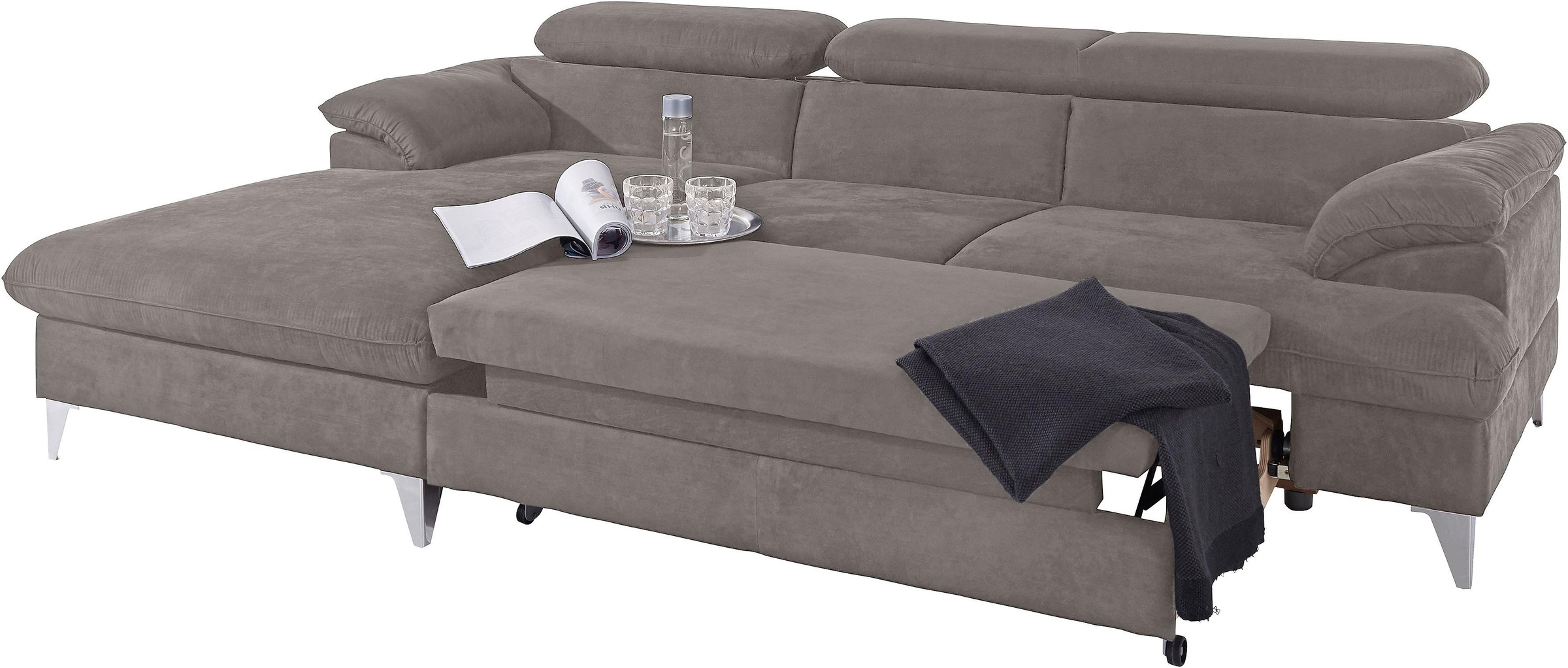 COTTA Ecksofa »Caluso L-Form«, mit Kopfteilverstellung, wahlweise mit Bettfunktion & Bettkasten