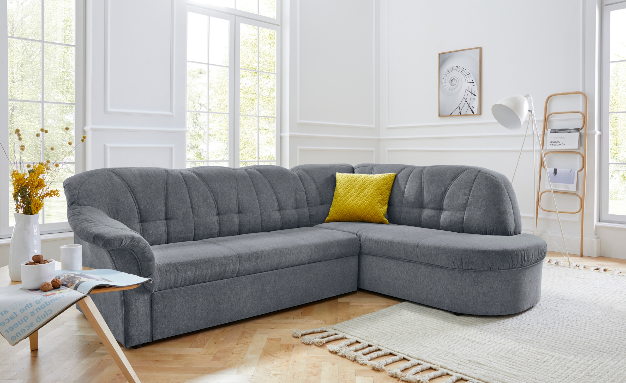 DOMO collection Ecksofa "Pegnitz, zeitlose und elegante Rückensteppung, Bre günstig online kaufen