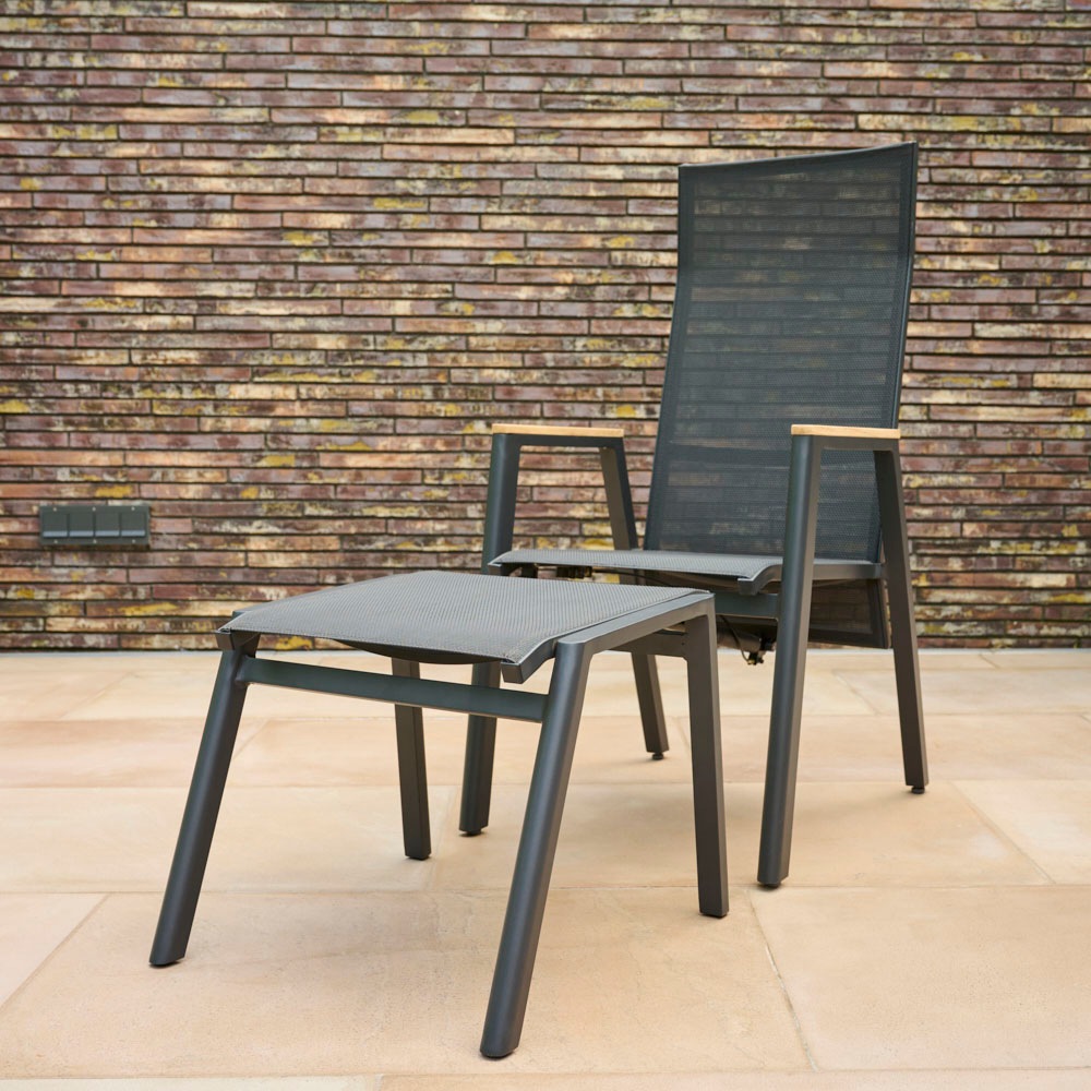 Siena Garden Hocker »BOLOGNA« Aluminiumgestell, Ranotex® Bezug, Dining Hocker anthrazit/grau