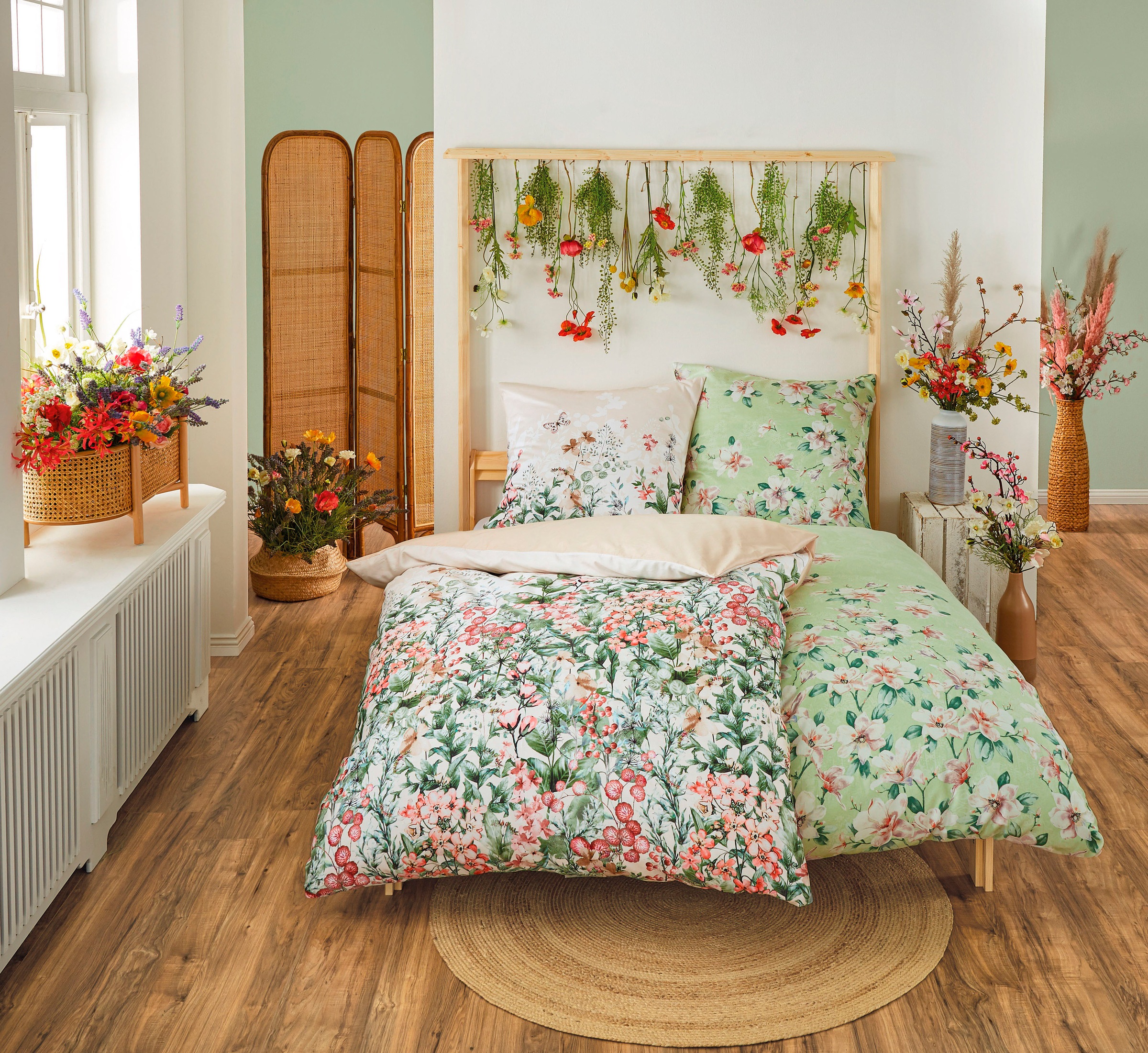 Kleine Wolke Wendebettwäsche "Jardin" 2 Stk. tlg. mit floralem Muster günstig online kaufen