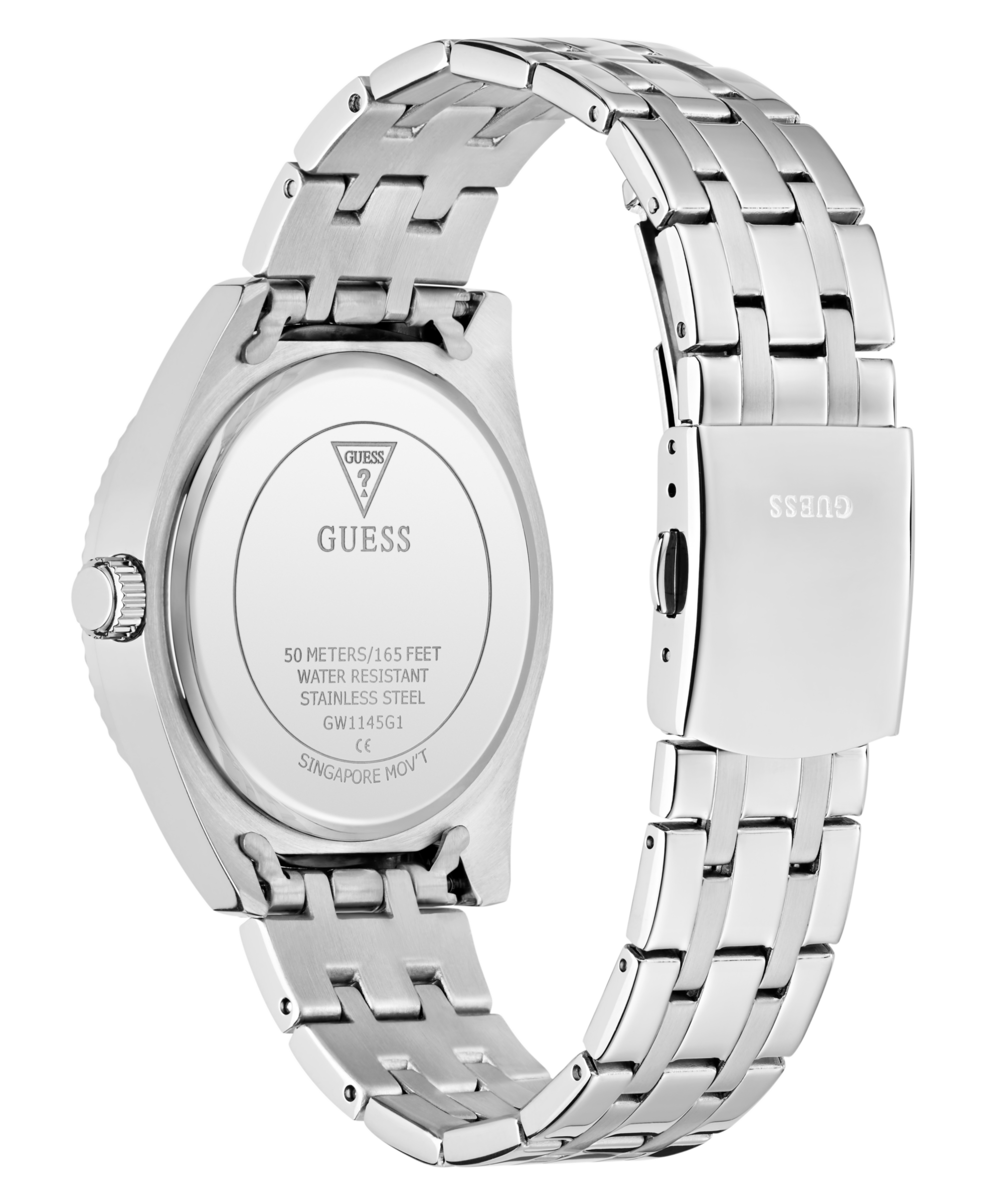 Guess Quarzuhr »PERCY« Armbanduhr, Damenuhr, Herrenuhr, Edelstahlarmband, analog