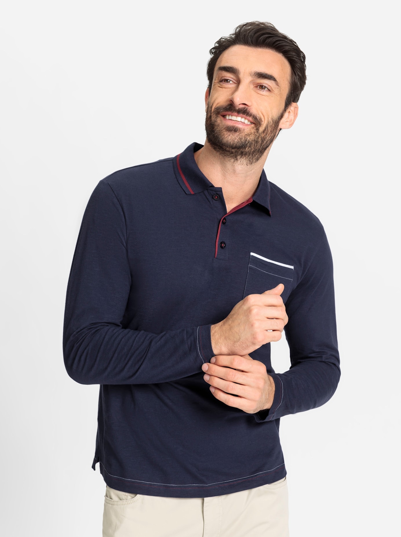 Marco Donati Poloshirt "Langarm-Poloshirt" 1 Stk. tlg. günstig online kaufen