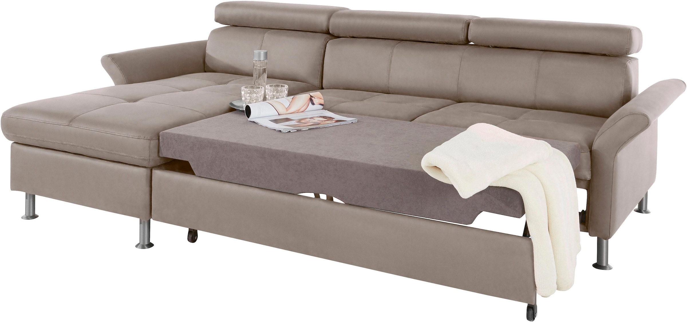 exxpo - sofa fashion Ecksofa »Maretto, bequem und komfortabel, L-Form«, inkl. Kopf- bzw. Rückenverstellung, wahlweise mit Bettfunktion