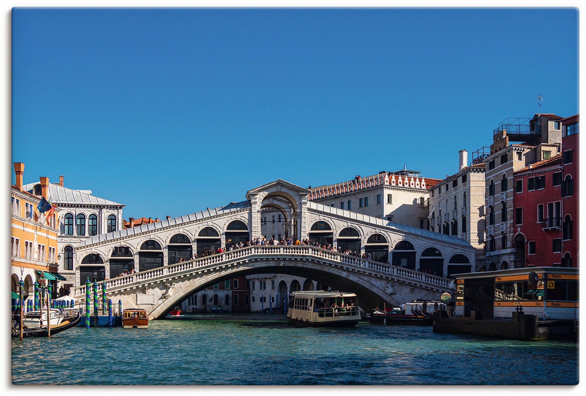 Artland Leinwandbild "Blick auf die Rialto Brücke in Venedig", Venedig, (1 St.), auf Keilrahmen gespannt