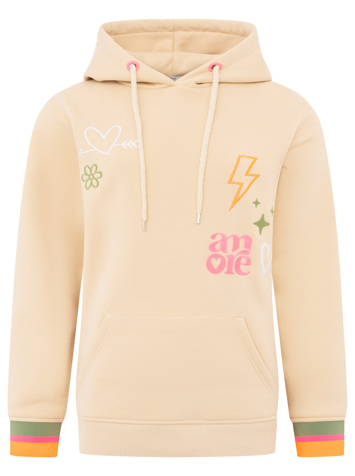 Zwillingsherz Hoodie ""Patches & Amore"", farbenfrohe Stickereien, Kapuze u günstig online kaufen