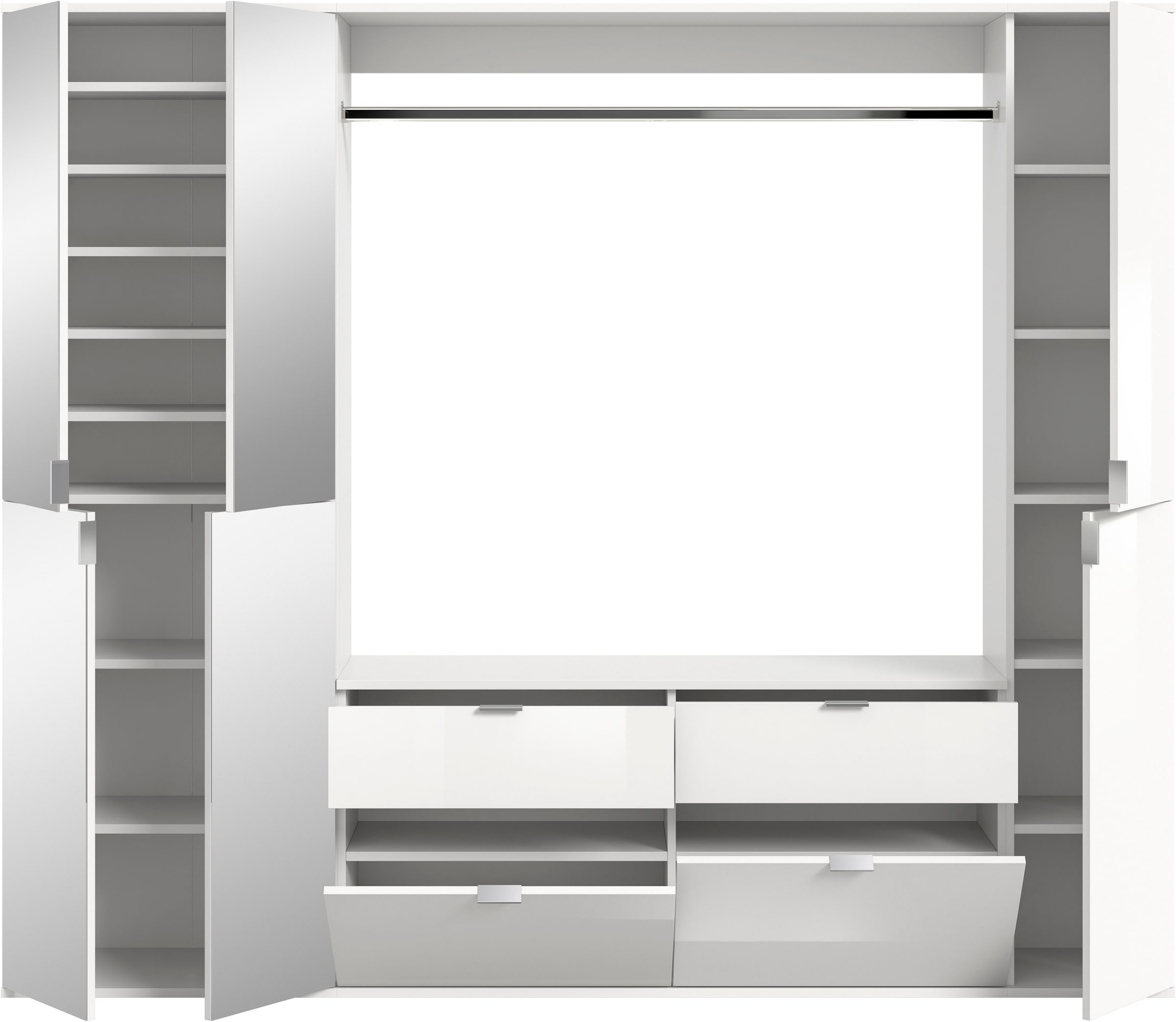 INOSIGN Garderoben-Set »Trondheim, Breite 212 cm, 5-teilig, bestehend aus:«, (Set, 4 St.), 2x Garderobenschrank, 1 Kommode, 1 Garderobenstange, 1 Ablageboden