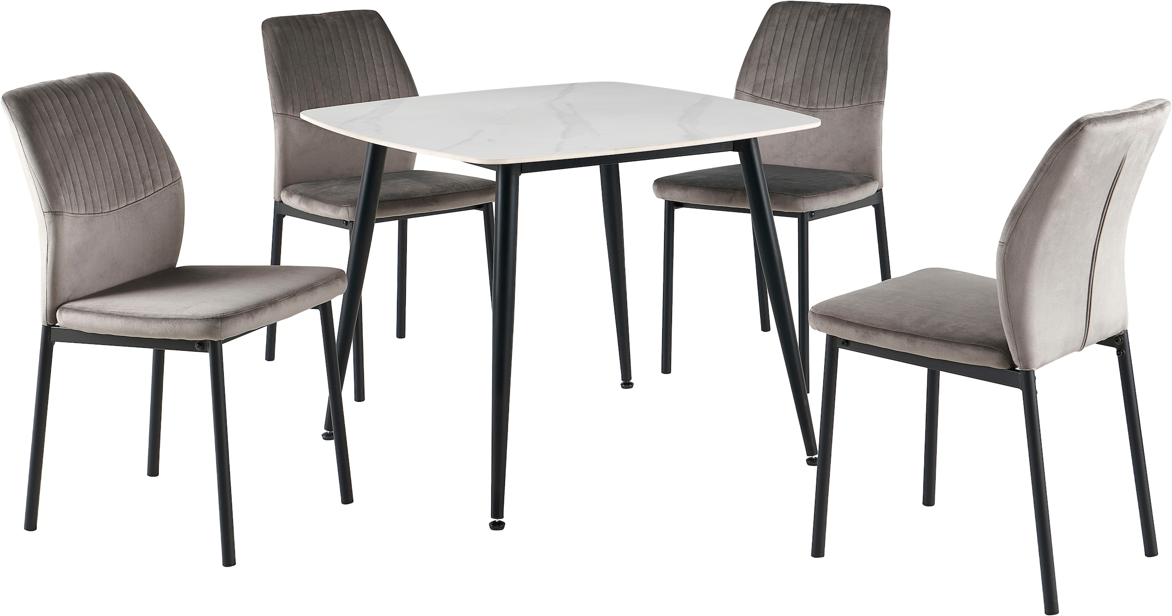 OTTO home Essgruppe »Nora, Set, 5-tlg« Set, 5 tlg. mit 4 bequemen Stühlen, Esstisch aus gesintertem Stein in Keramikoptik