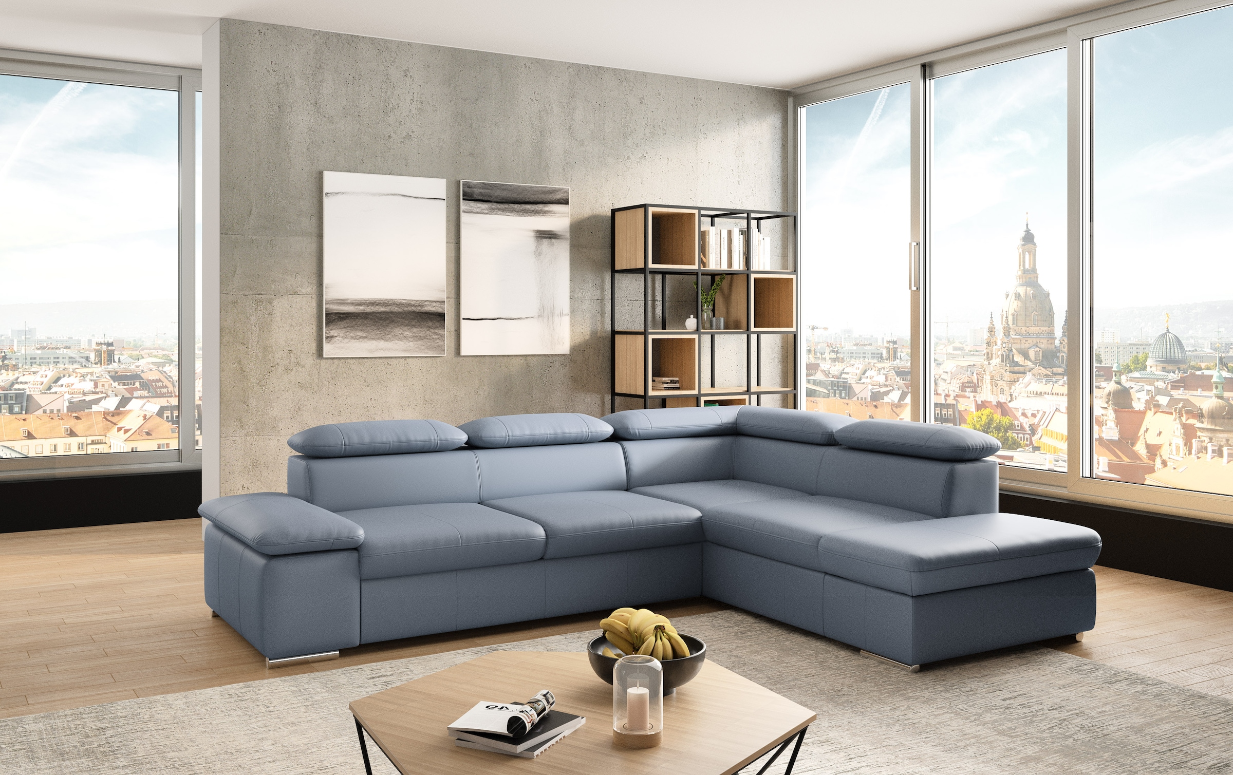 sit&more Ecksofa "Valantine L-Form, B: 272 cm, Leder, mit Arm- und Kopfteilverstellung" mit Arm- & Kopfteilverstellung, optional mit Schlaffunktion
