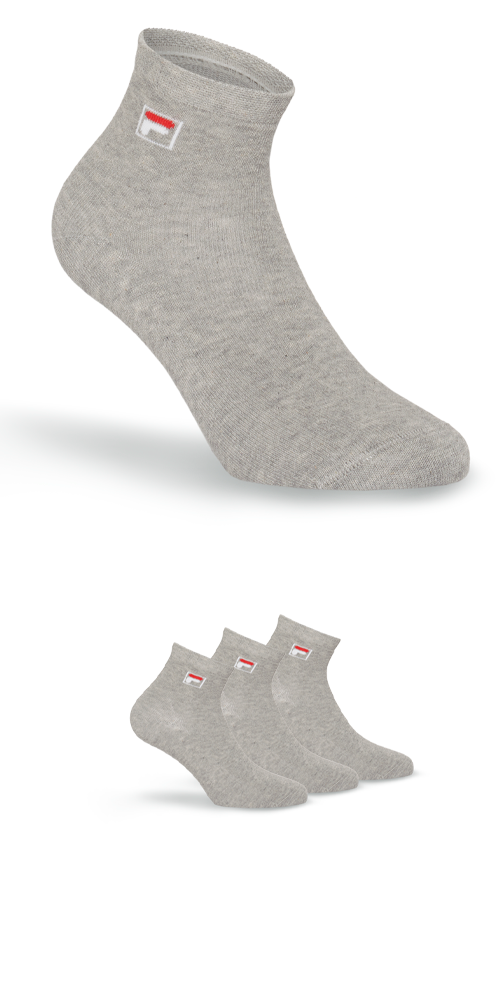 FILA Damen Kurzsocken "UNISEX QUARTER PLAIN SOCKS", Gr. 39, grau, Baumwollmischung, meliert, unifarben, Socken, mit eingestrickem Logo