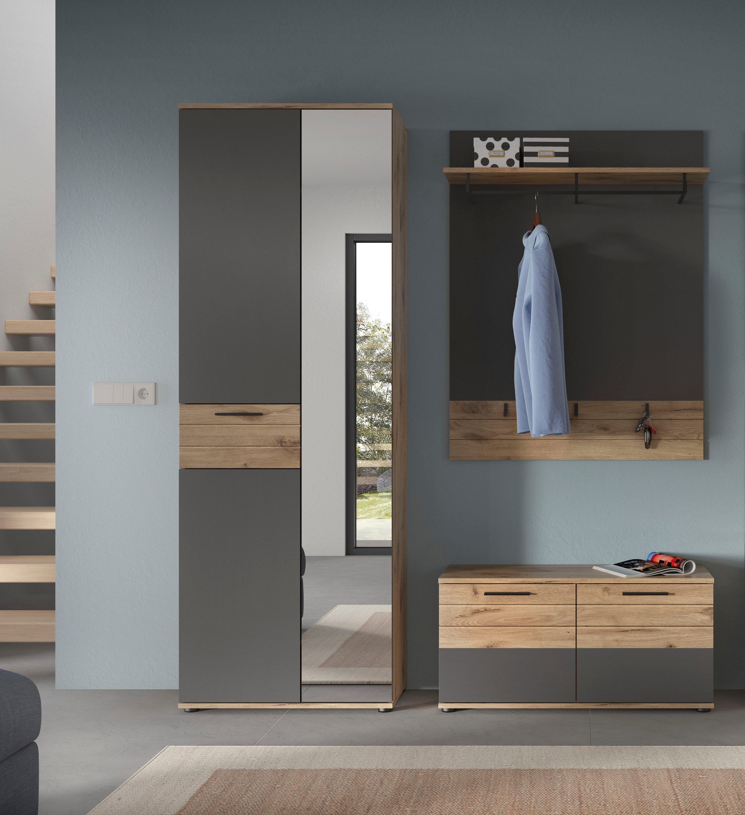 Home affaire Garderoben-Set "Riga, Breite 175 cm, hochwertige Rillenfräsung günstig online kaufen