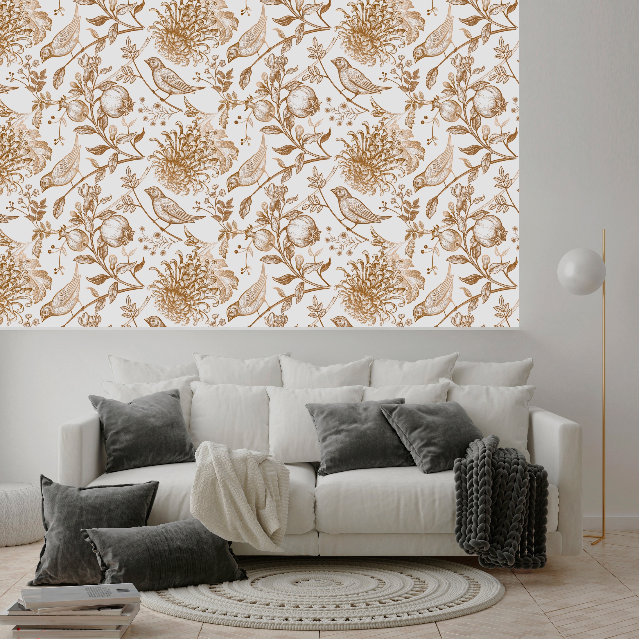 queence Vinyltapete »Jella«, bedruckt-Motiv-botanisch-floral-gemustert-natürlich, 90x250cm, selbstklebend, kinderleichte Anbringung, Sticker