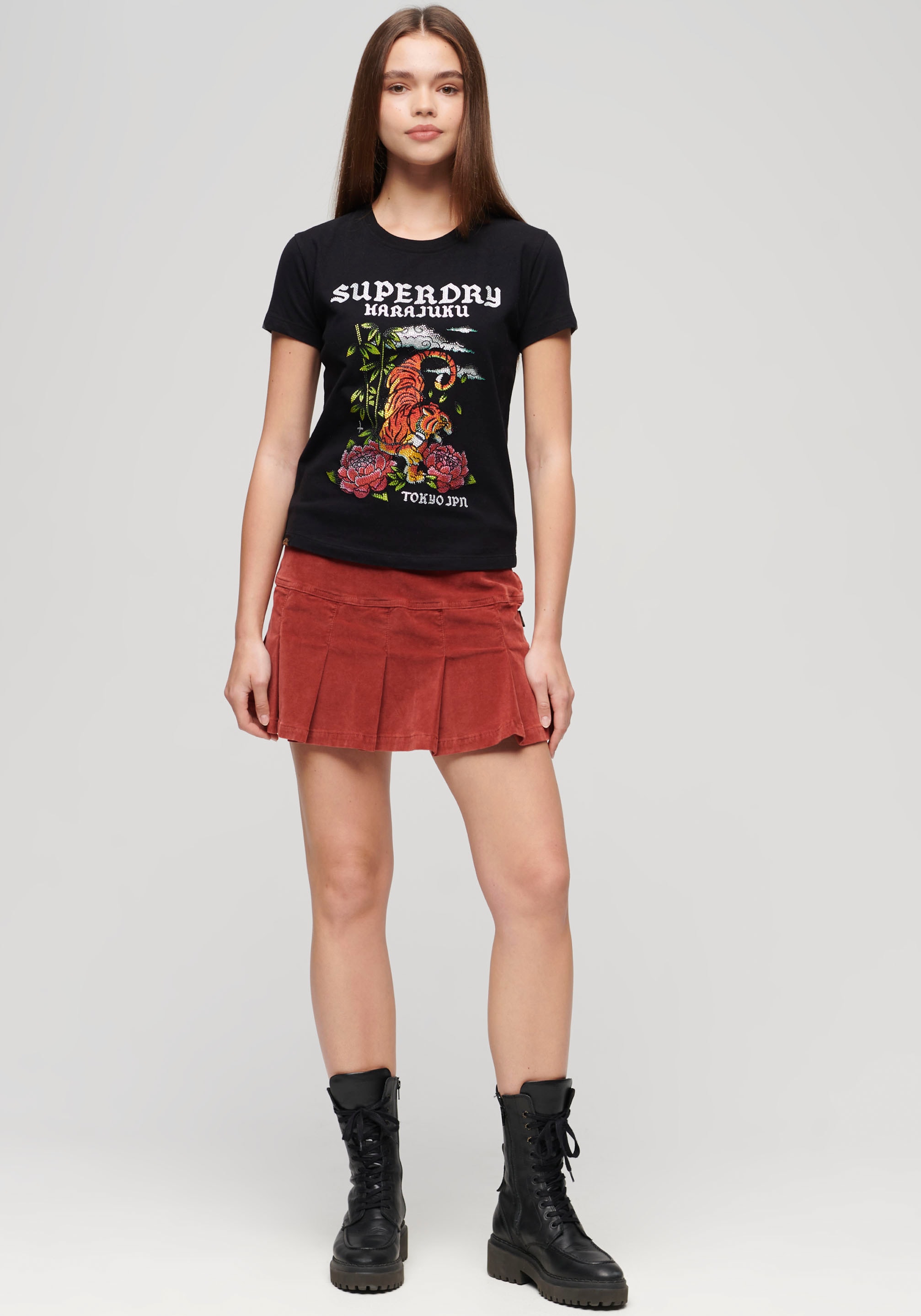 Superdry Kurzarmshirt »TATTOO RHINESTONE FITTED TEE«