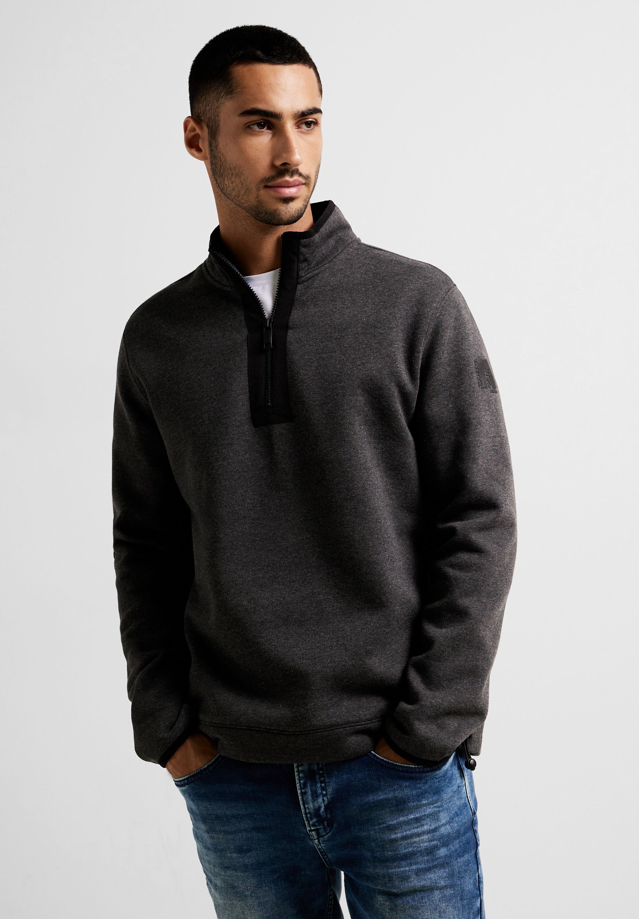 STREET ONE MEN Sweatshirt, aus softem Materialmix