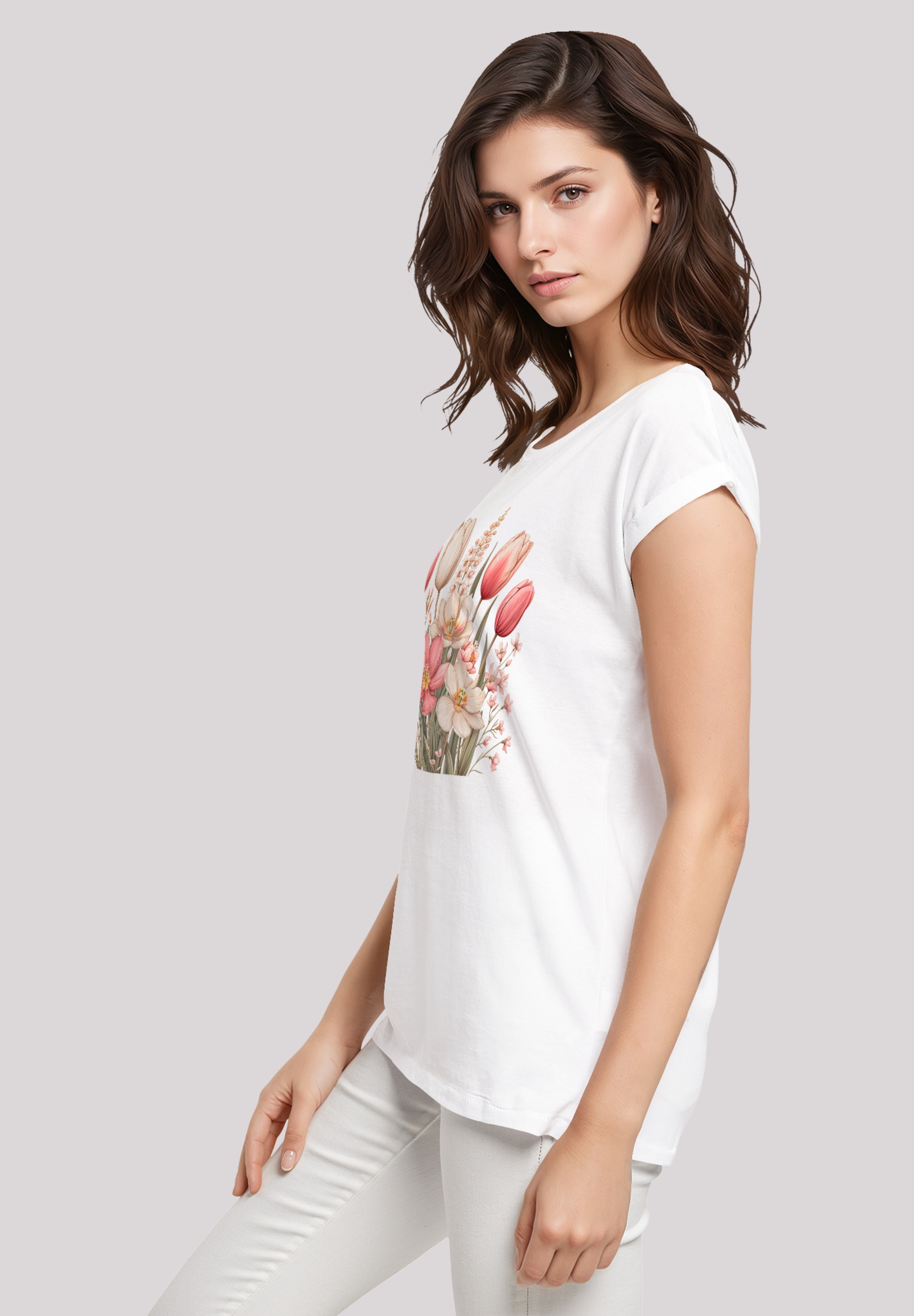 F4NT4STIC T-Shirt »Rosa weißer Frühlingsblumenstrauß«, Premium Qualität