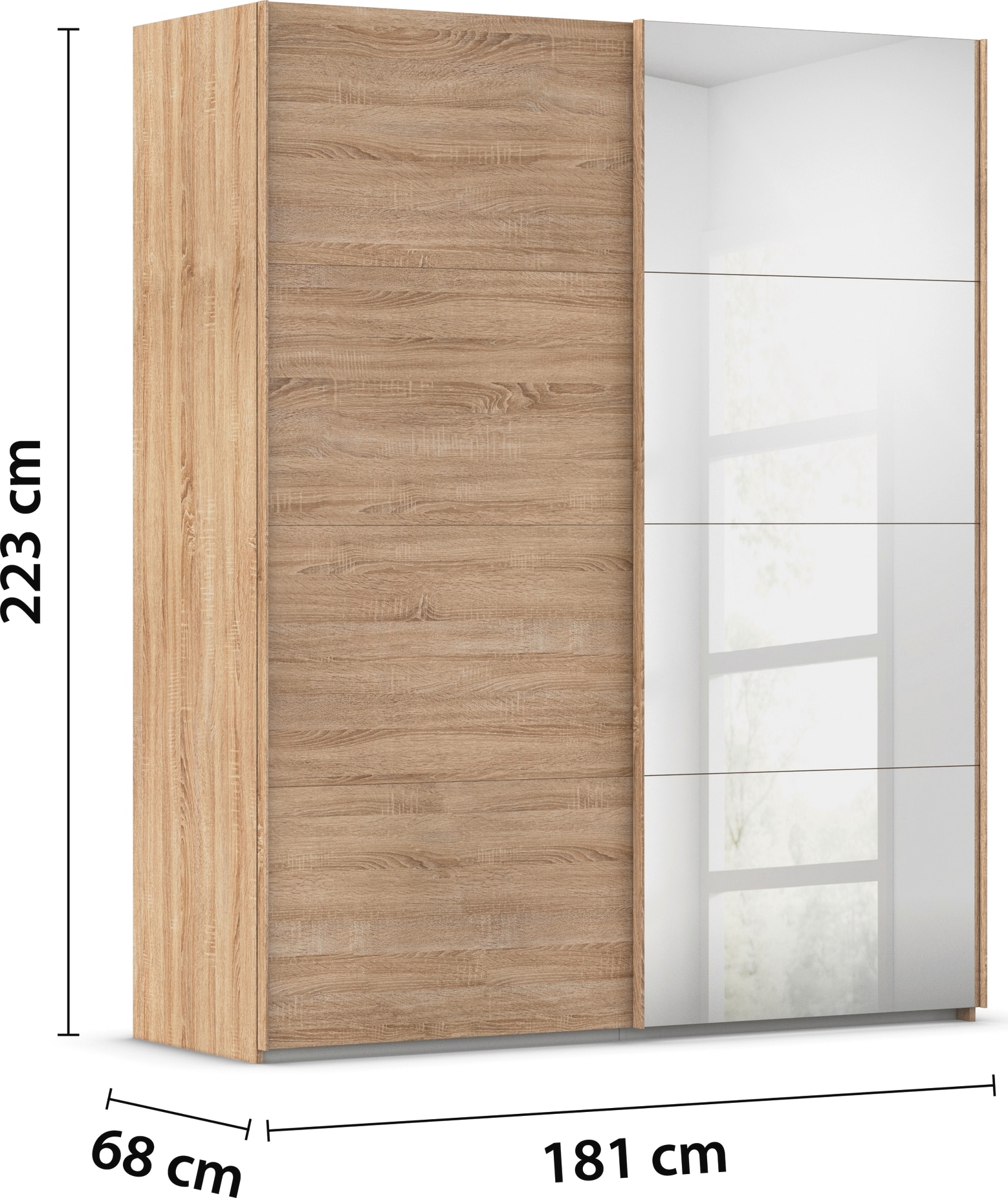 rauch Schwebetürenschrank »Kleiderschrank Schrank Garderobe Schlafzimmerschrank EVELYN«, in elegantem Stil mit Spiegel 5 Breiten viel Stauraum MADE IN GERMANY