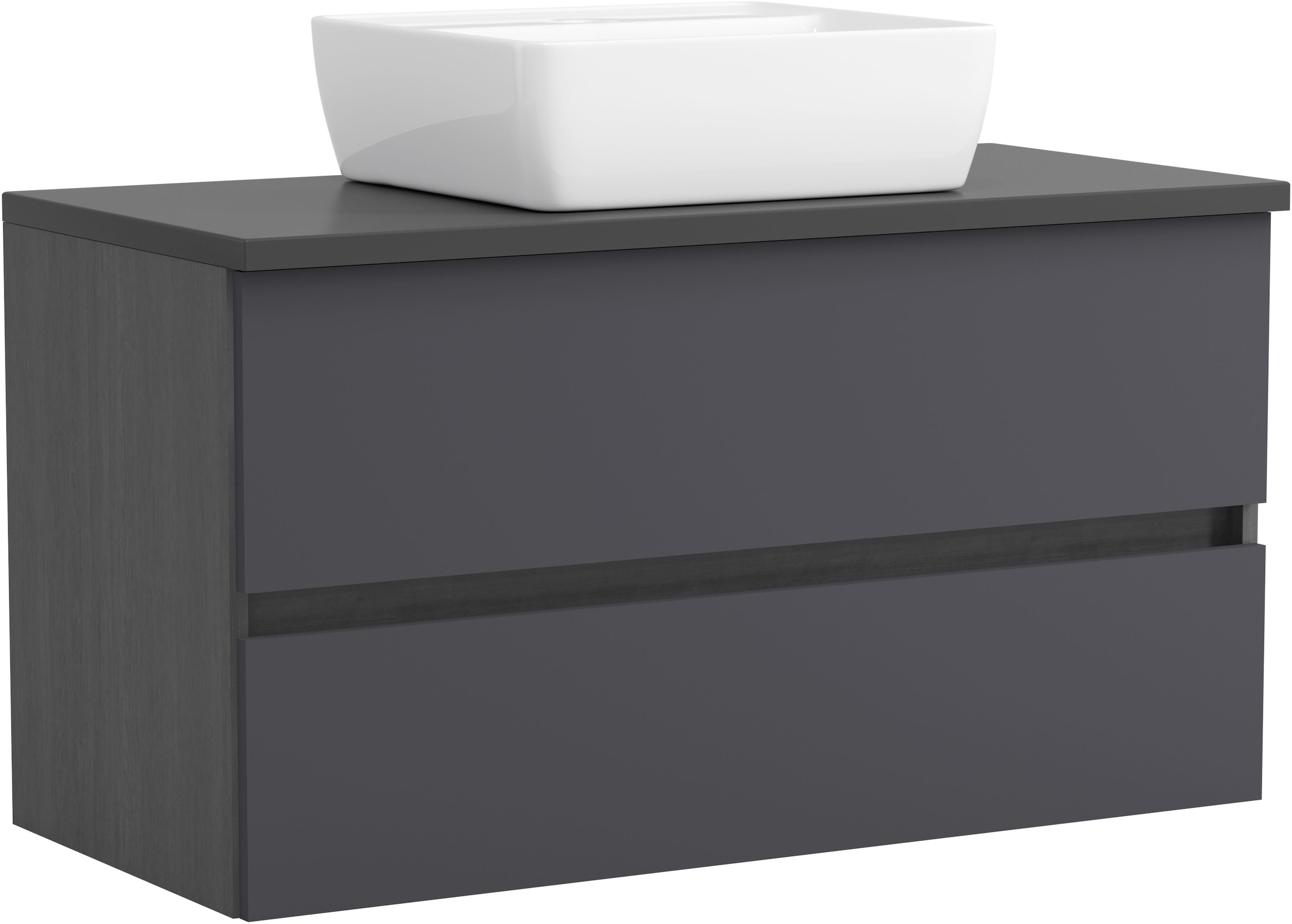 OTTO home "BOZEN, Aufsatz-Waschtisch mit Keramkbecken" Aufsatz-Keramkibecken, grifflose Front