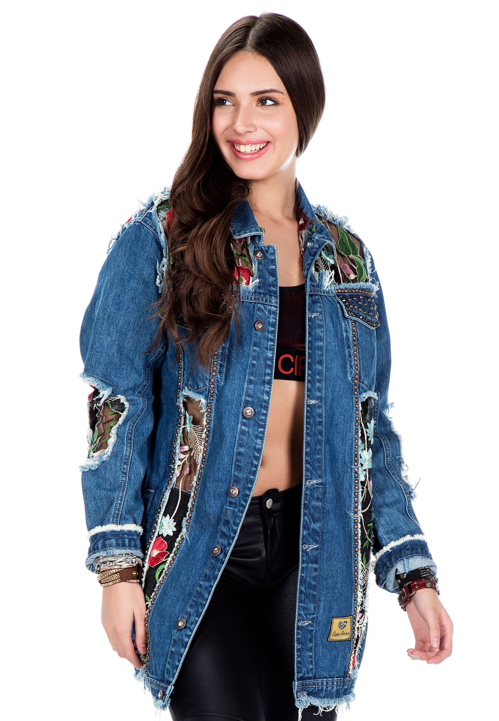 Cipo & Baxx Jeansjacke, mit extravagantem Rückendesign