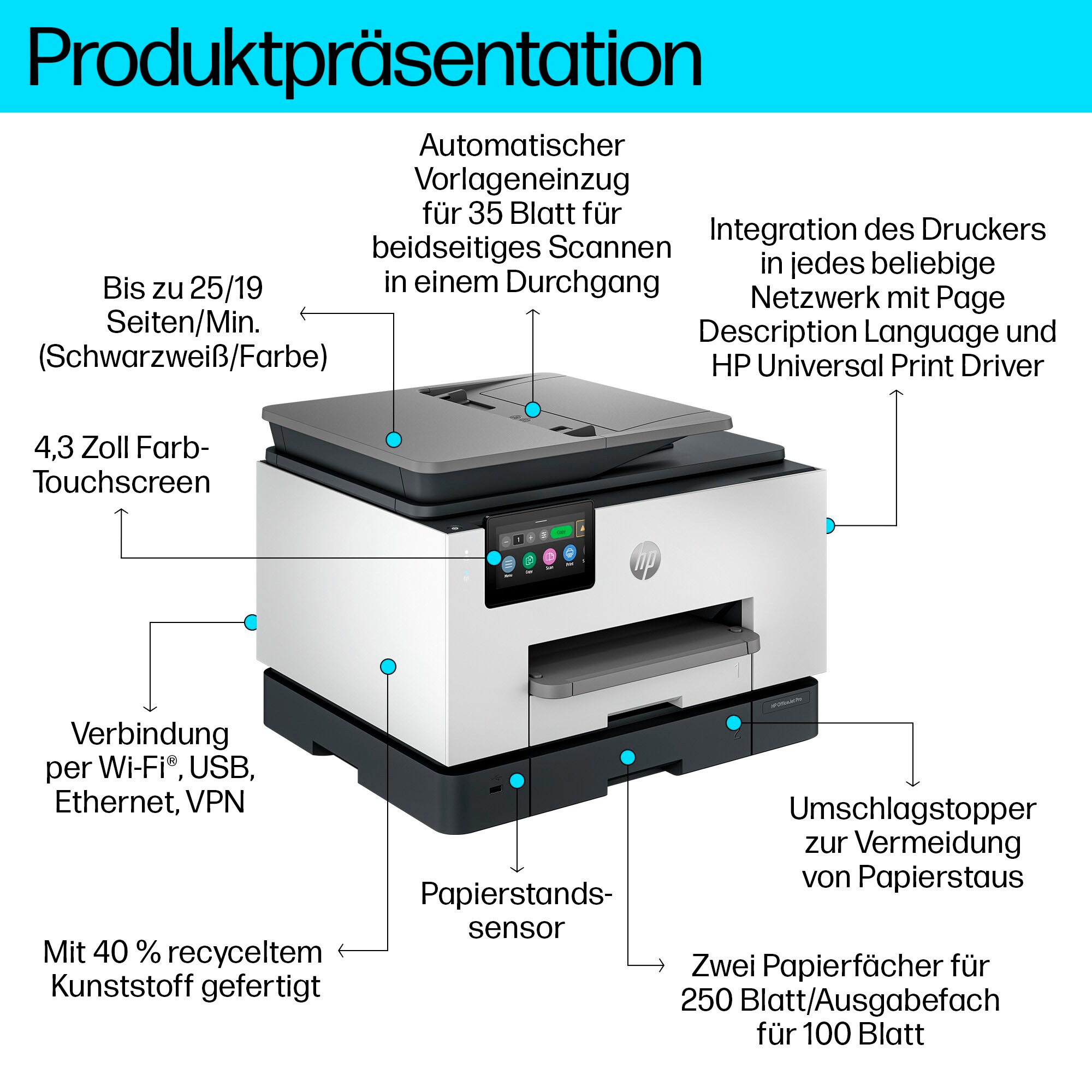 HP Multifunktionsdrucker »OfficeJet Pro 9130b«, HP Instant Ink kompatibel