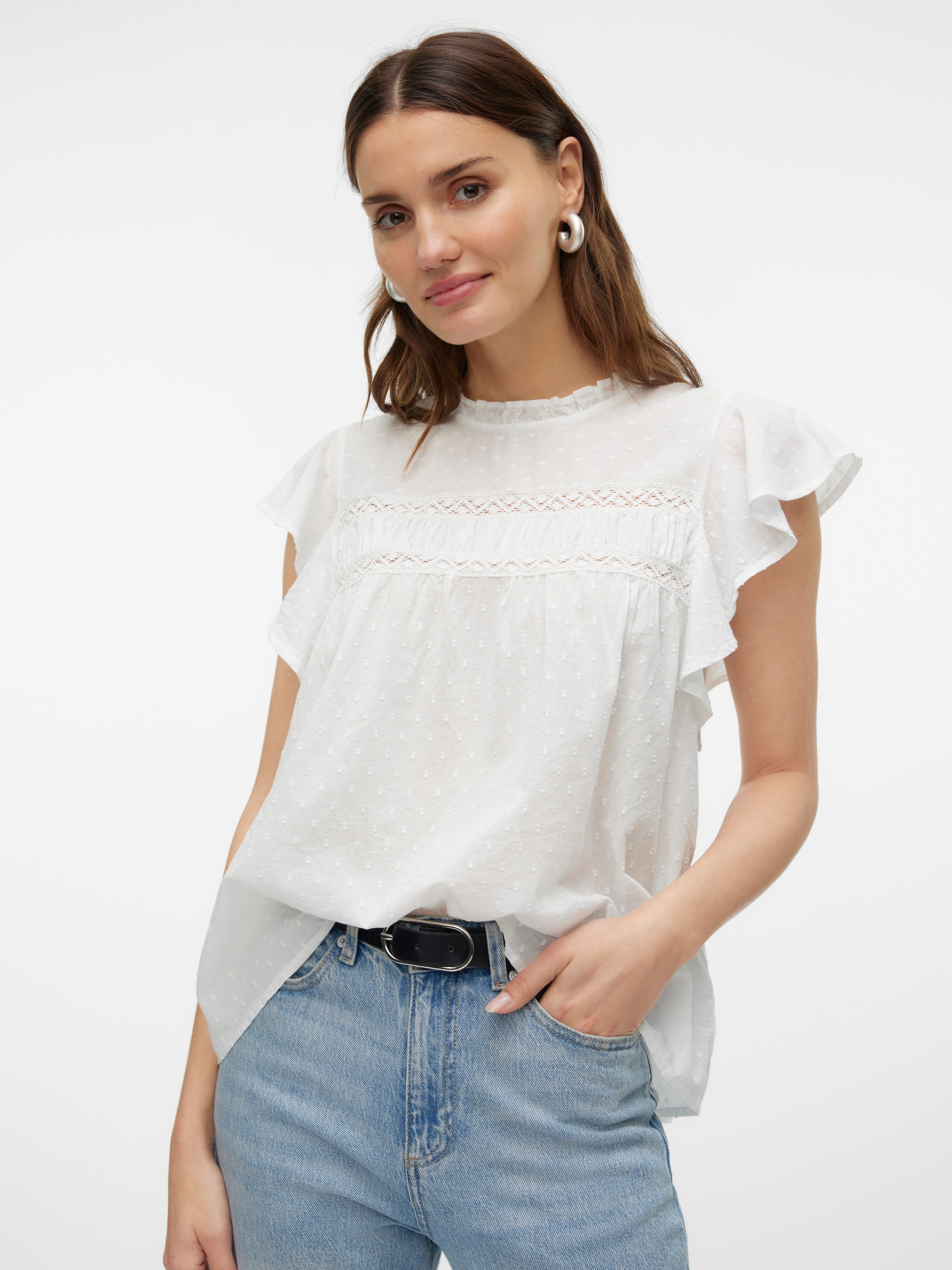 Vero Moda Blusenshirt »VMTRINE SL LACE TOP WVN NOOS«