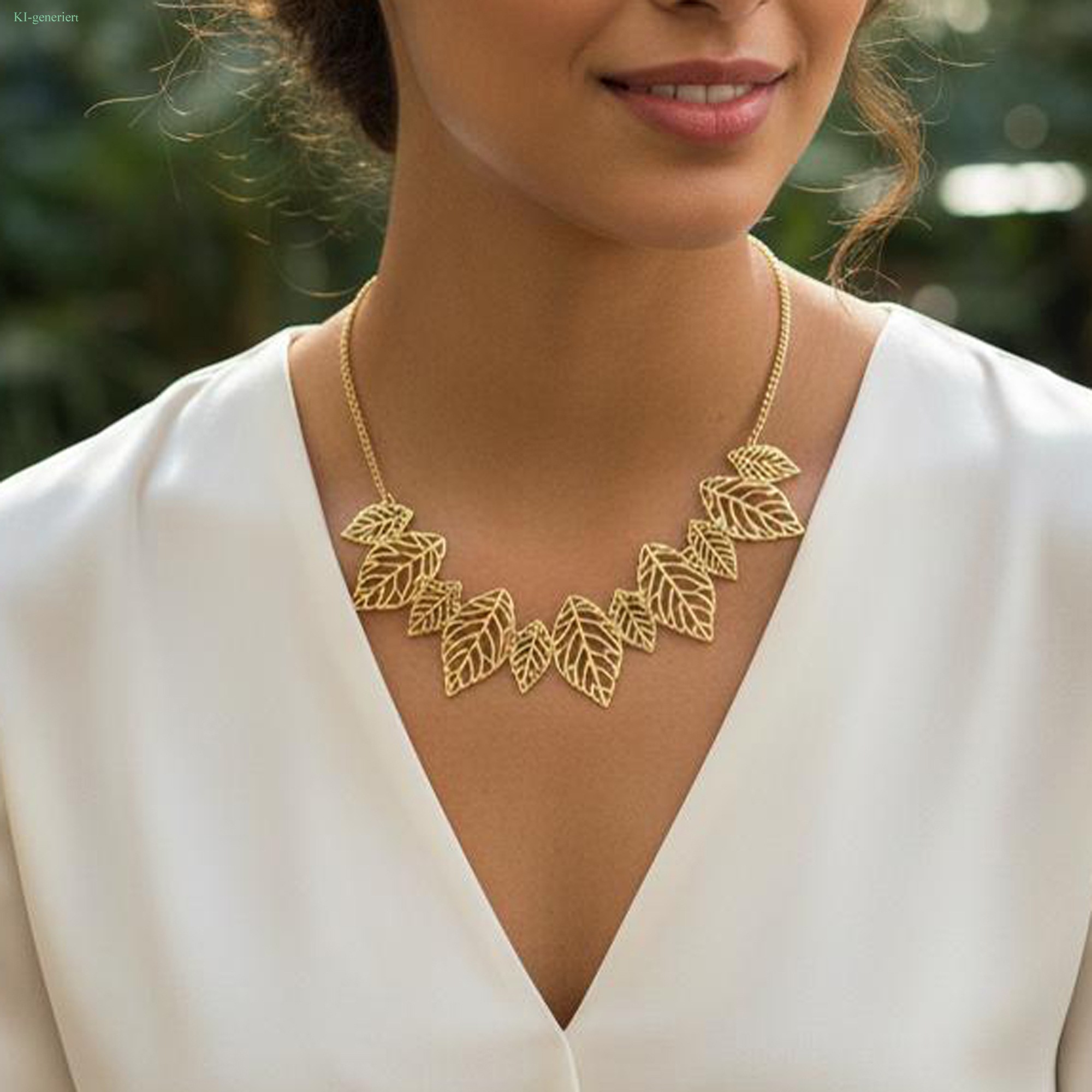 Steuer Collierkettchen »Metall glanz vergoldet Blatt«