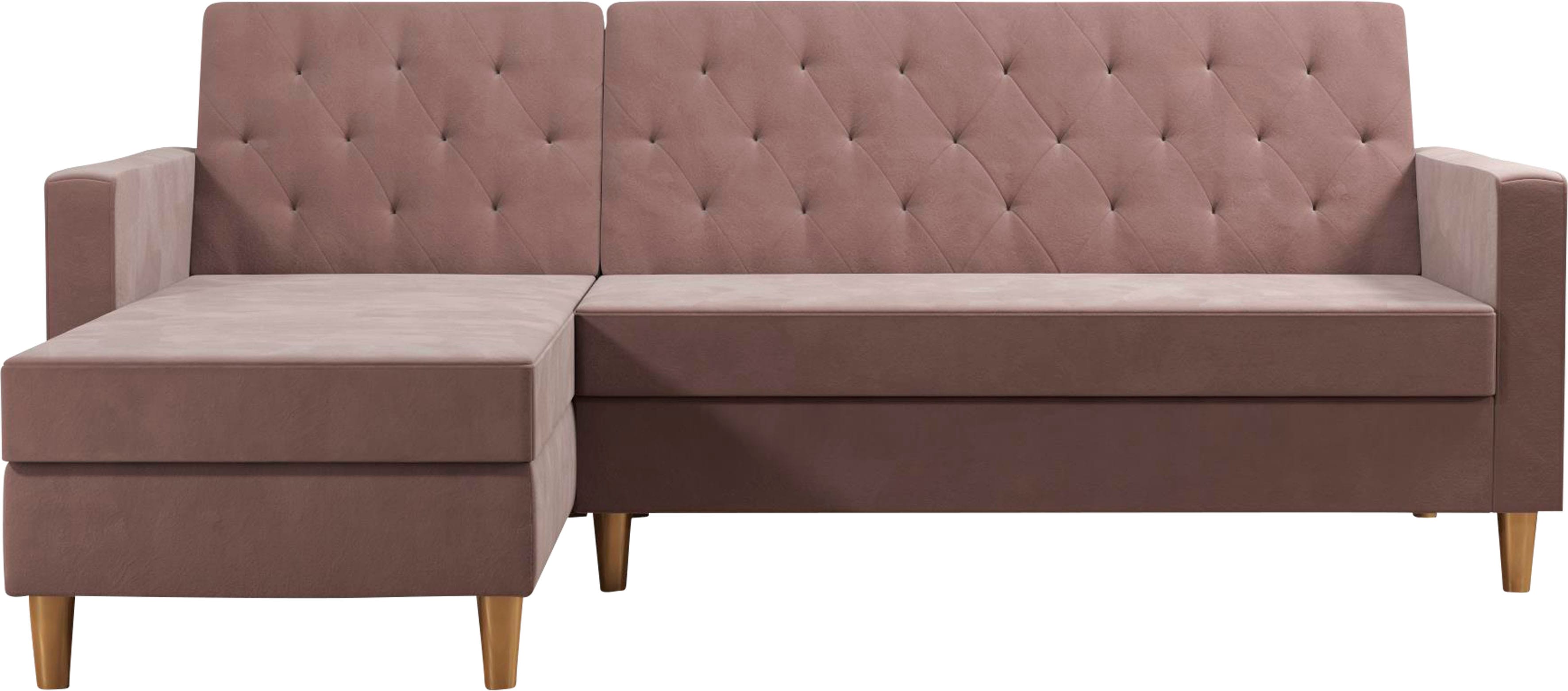 Dorel Home Ecksofa "Liberty, L-Form," mit Schlafffunktion, Recamiere beidseitig montierbar, Sitzhöhe 43 cm