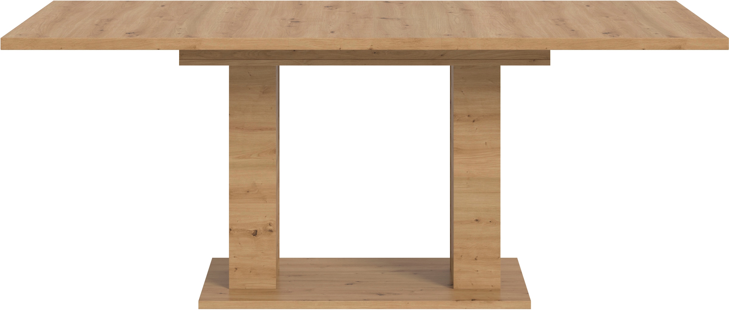 INOSIGN Esstisch »Motus, ausziehbar 150 -190 cm, inklusive 40 cm Einlegeplatte«, (Set, 1 St.), Doppelsäulengestell mit Bodenplatte, Tisch, Esstisch, Küche