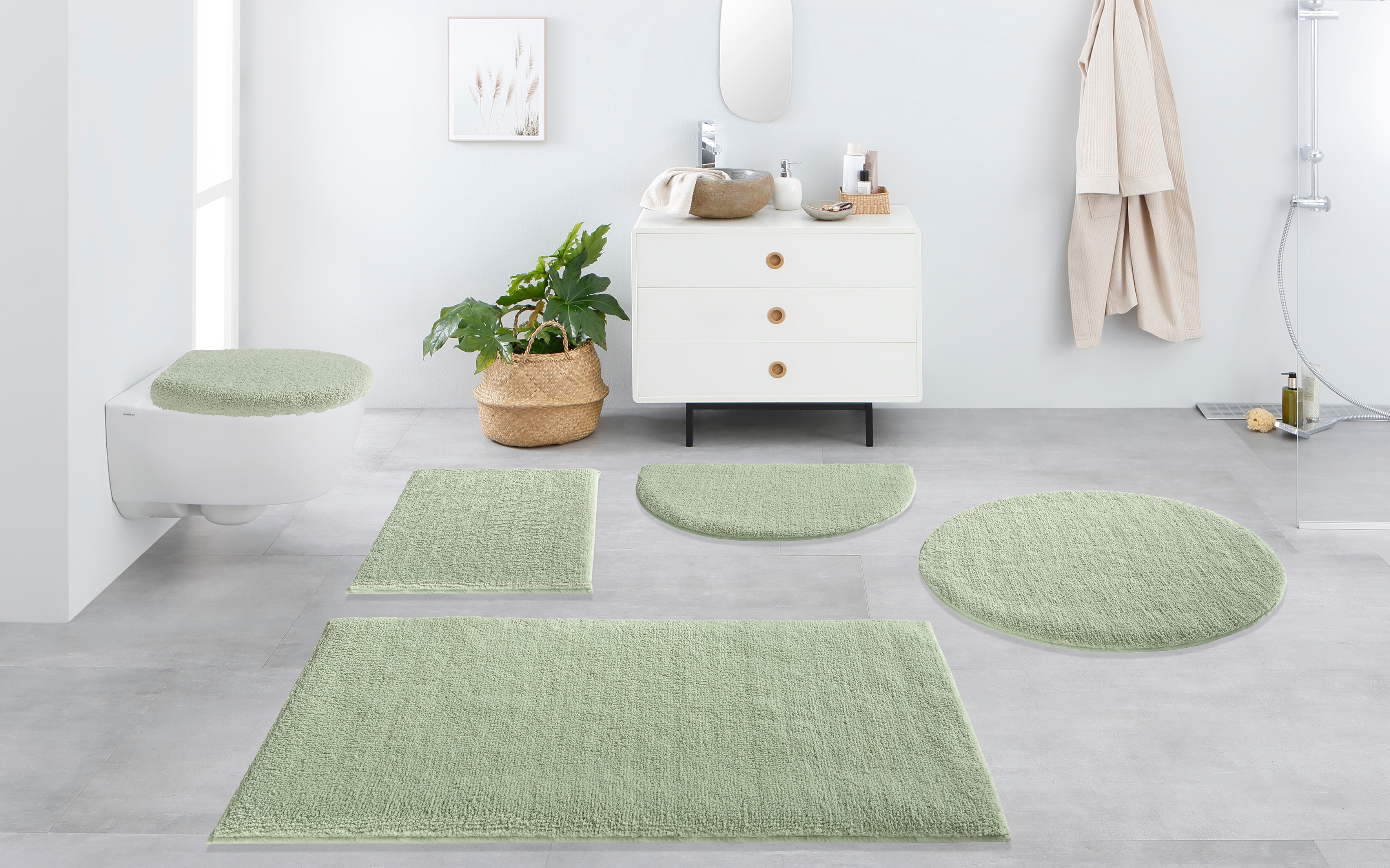 OTTO home Badematte "Vanessa, Badvorleger, Badezimmer Teppich" Höhe 10 mm rutschhemmend beschichtet fußbodenheizungsgeeignet schnell trocknend strapazierfähig Badteppich, weiche Haptik, unifarben