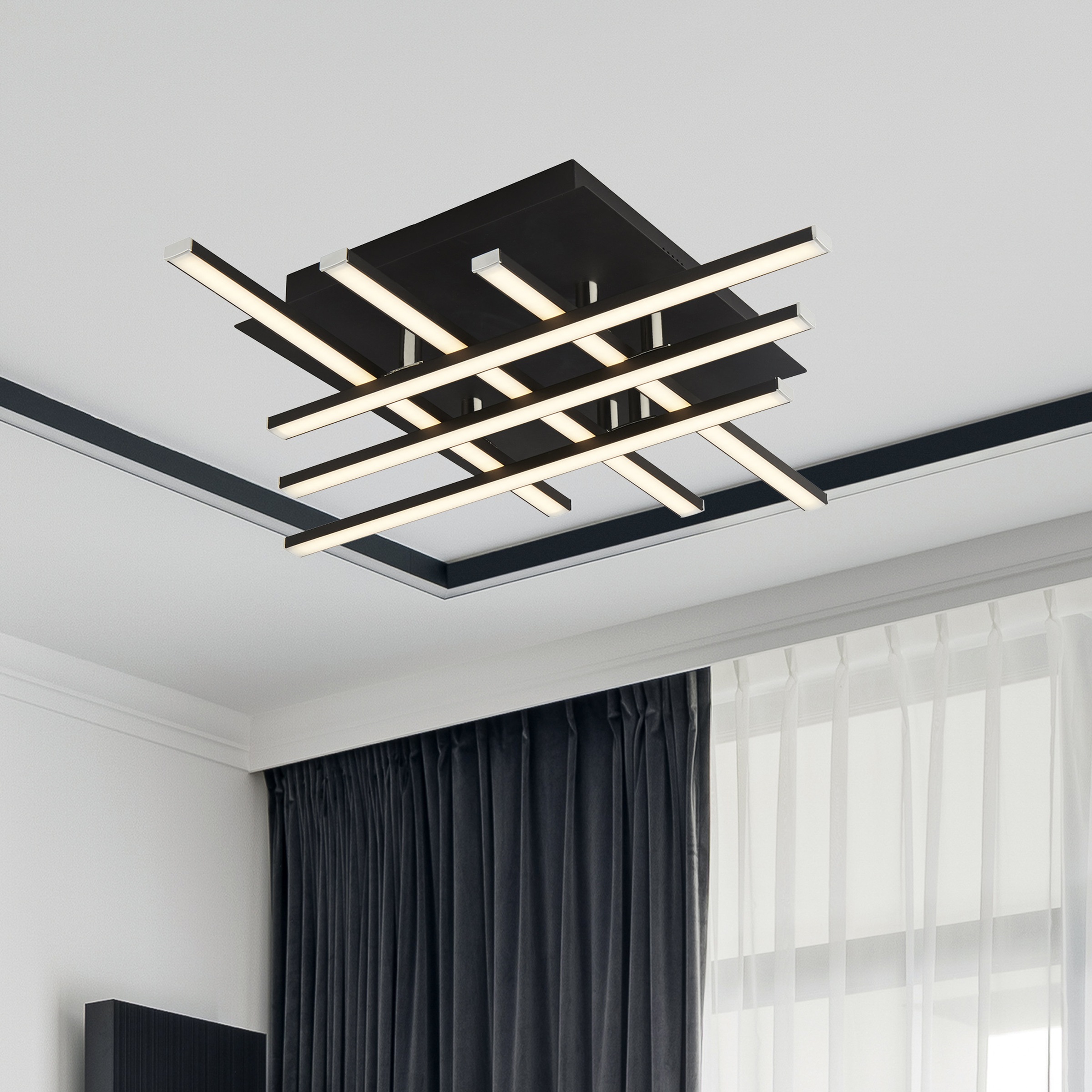 Searchlight Deckenleuchte »Matrix 6Lt Deckenleuchte - Schwarzes Metall & Opal« LED-Modul 1 Stk.