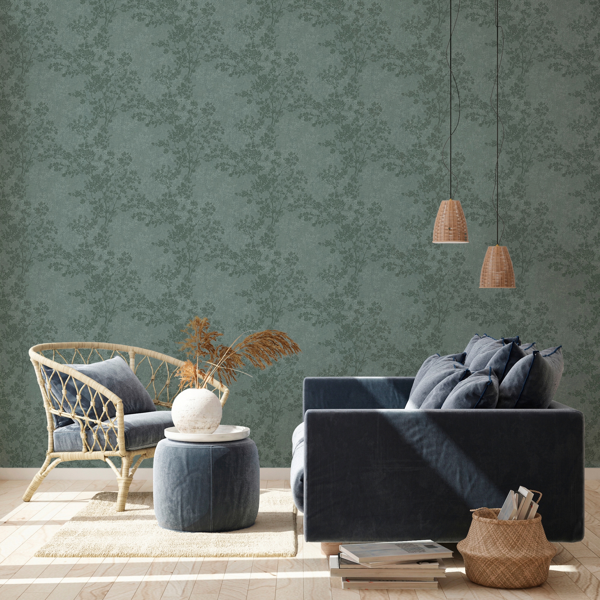 living walls Vliestapete »New Walls Cosy & Relax in Ast Optik«, floral, Florale Tapete Wald