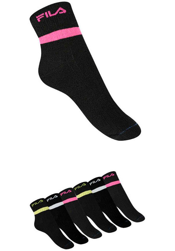 FILA Mädchen Kurzsocken "JUNIOR GIRL QUARTER SOCKS", Gr. 27, schwarz, Baumwollmischung, unifarben, Socken, schlichtes Design mit dezentem Logo, feine