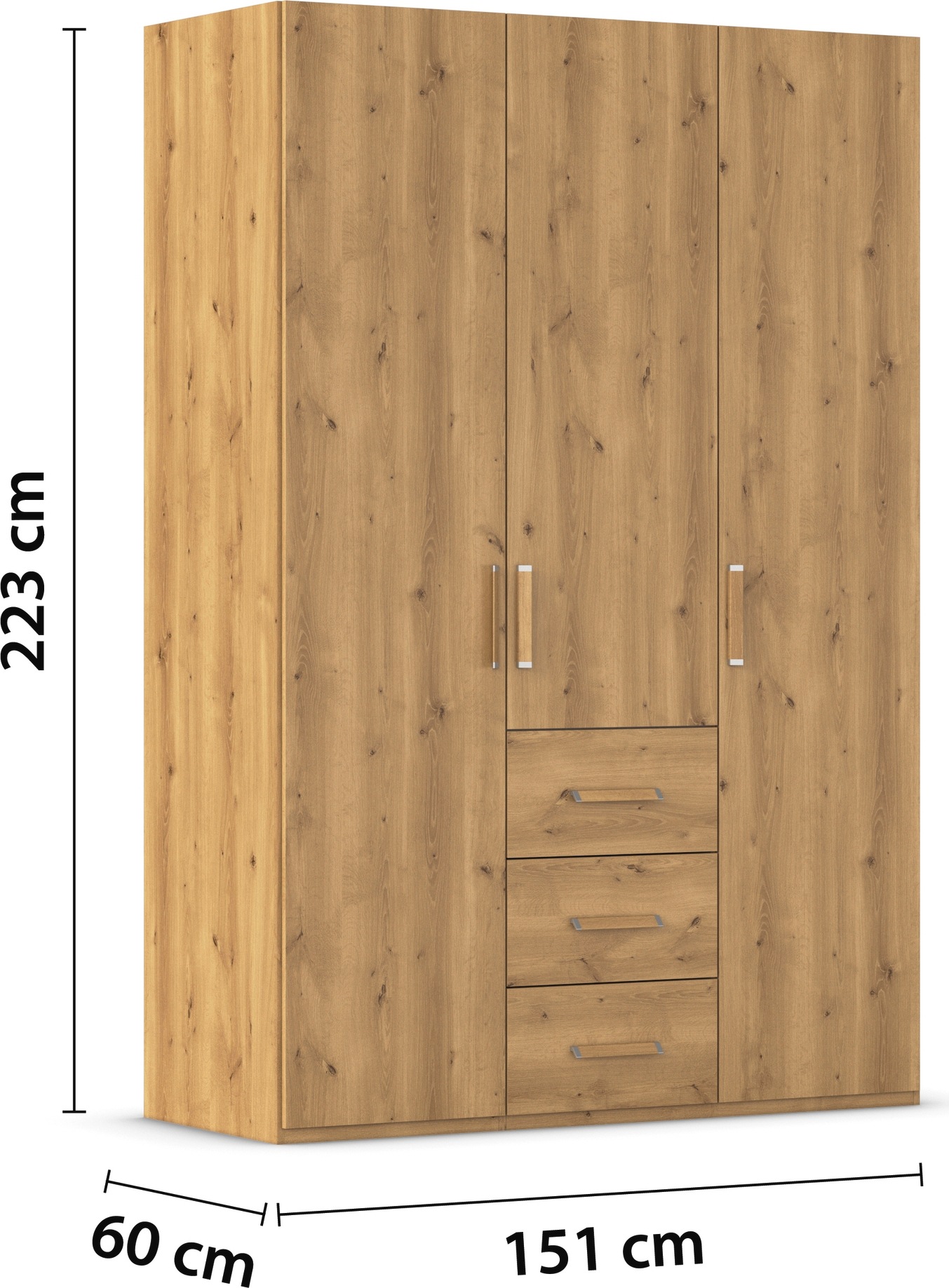 rauch Drehtürenschrank »Kleiderschrank Schrank Garderobe Schlafzimmerschrank EVELYN« in 2 Höhen 197 oder 210 cm erhältlich, inkl. SOFT-CLOSE-FUNKTION,  in elegantem Stil mit Schubladen 3 Breiten und 2 Höhen MADE IN GERMANY