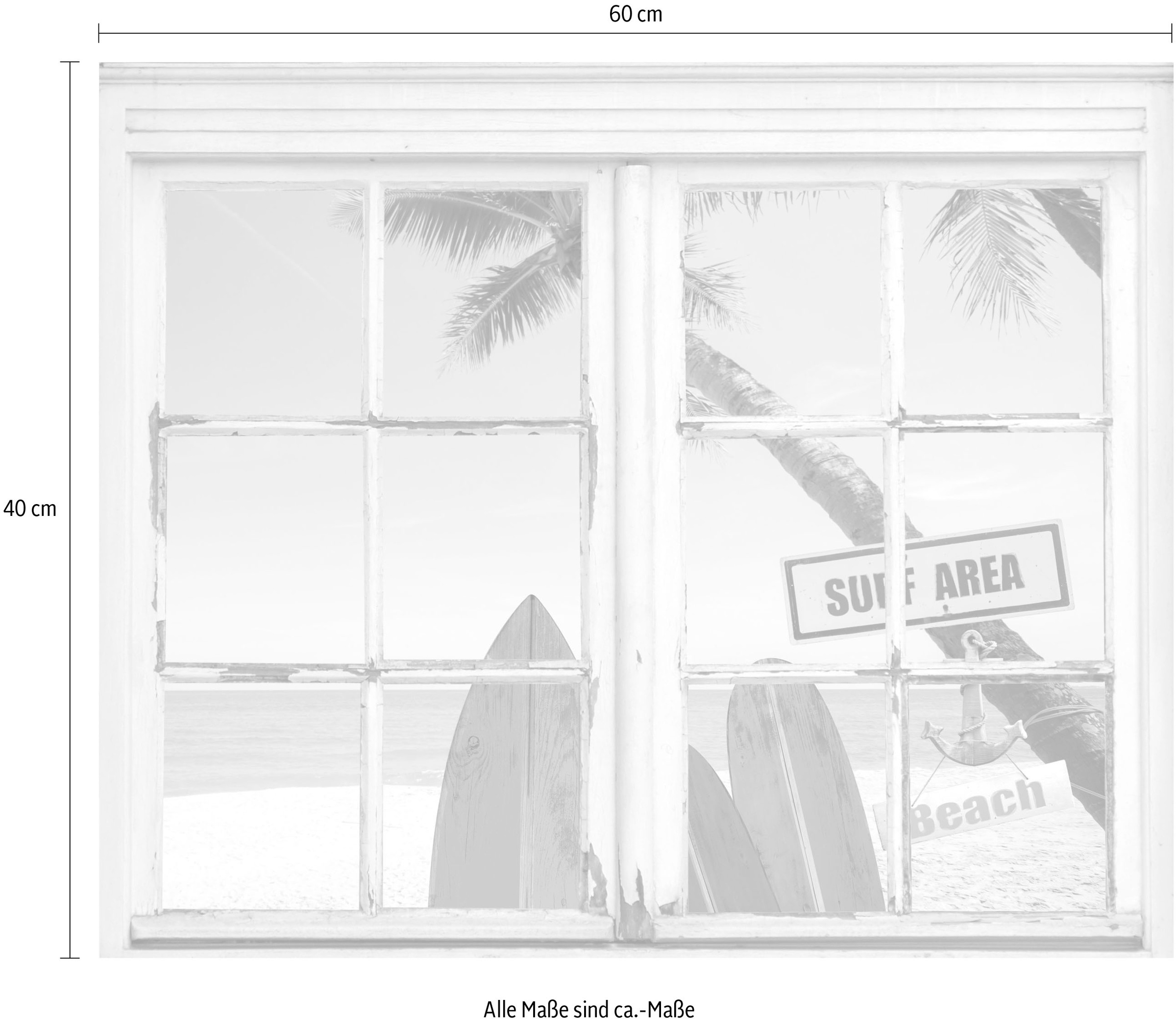 queence Wandsticker »Surf Area Beach«, Wandsticker, Wandbild, selbstklebend, Surfer