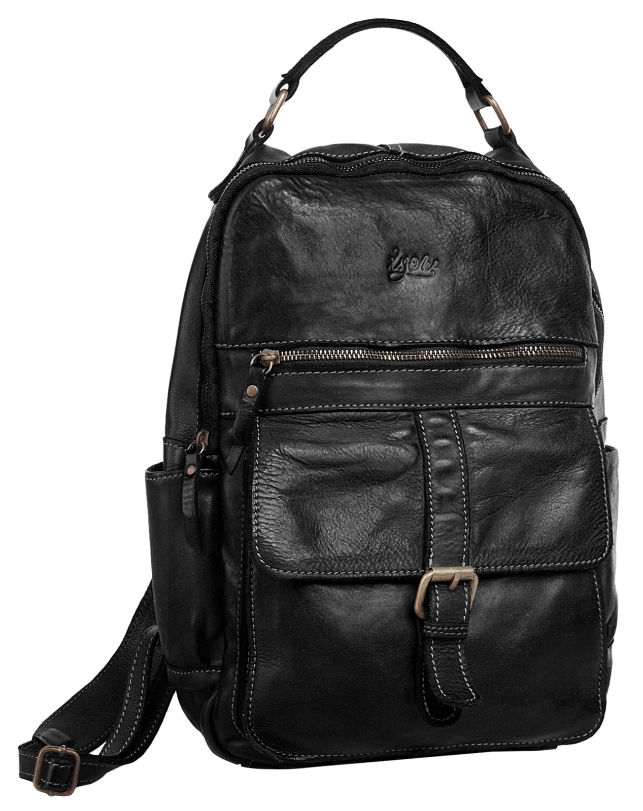 X-Zone Laptoprucksack, echt Leder, Made in Italy