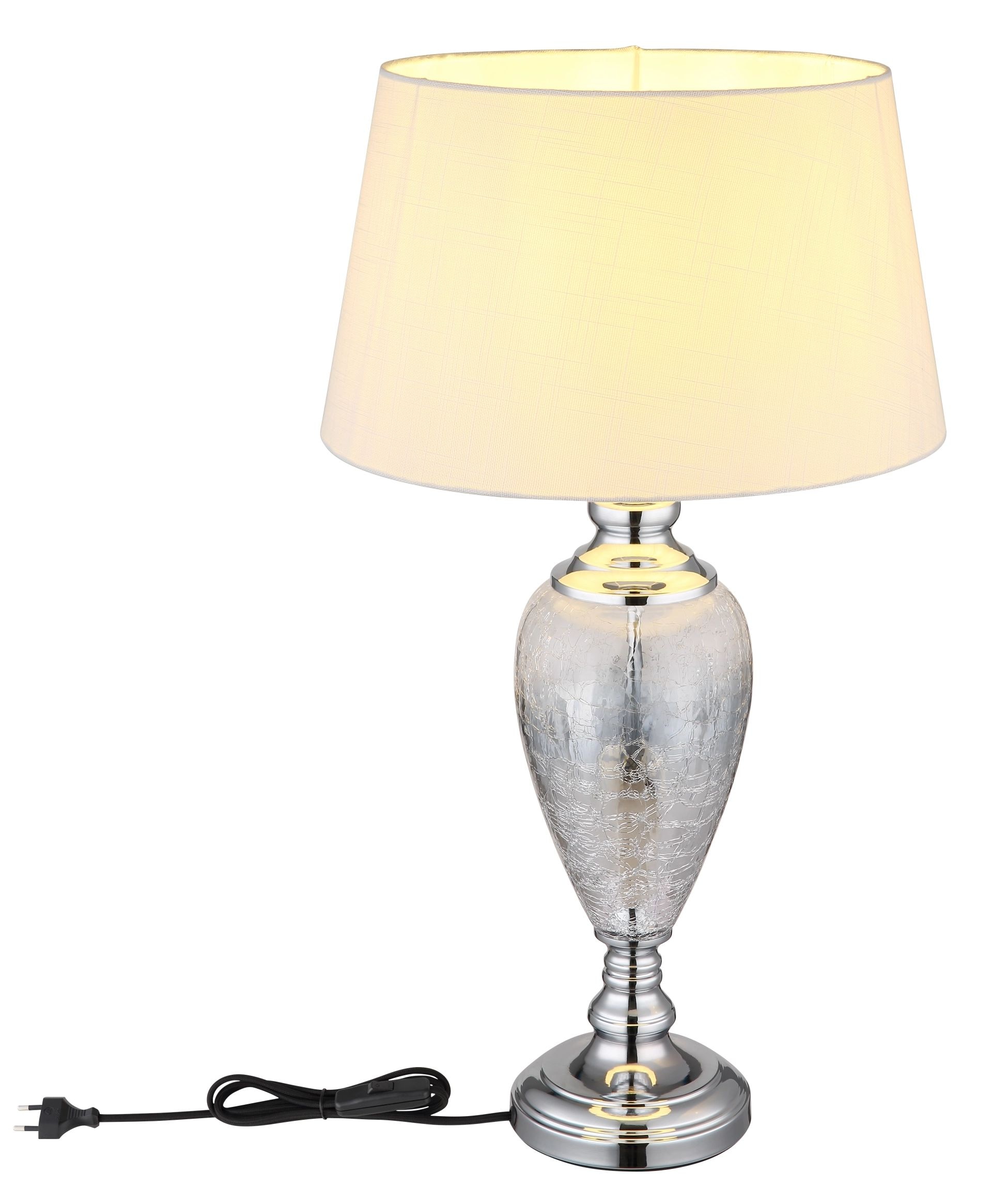 GLOBO LIGHTING Tischleuchte »LEILA«, Leuchtmittel E27 | ohne Leuchtmittel, Design Tischlampe, Wohnzimmer, Schlafzimmer, Flur, Textilschirm