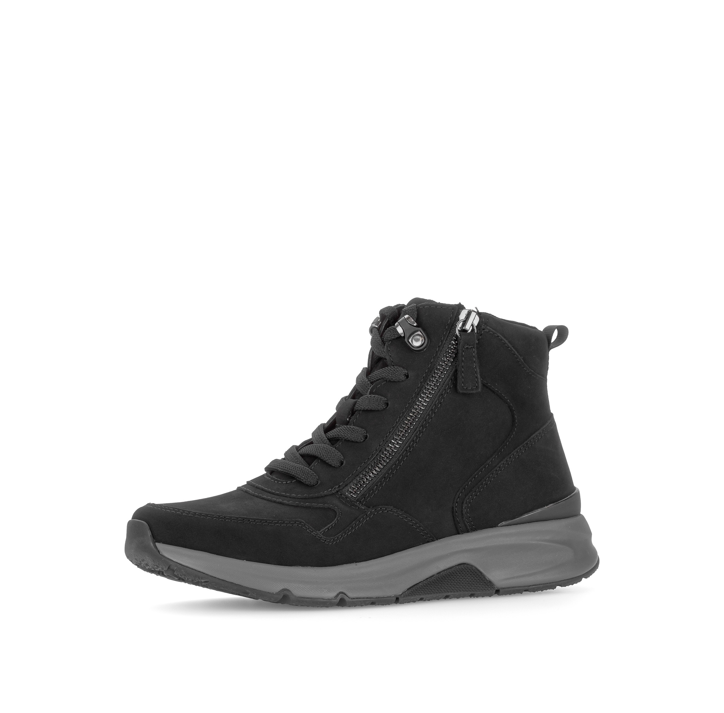 rollingsoft Schnürboots Keilabsatz, High Top-Sneaker mit zwei Reißverschlüssen
