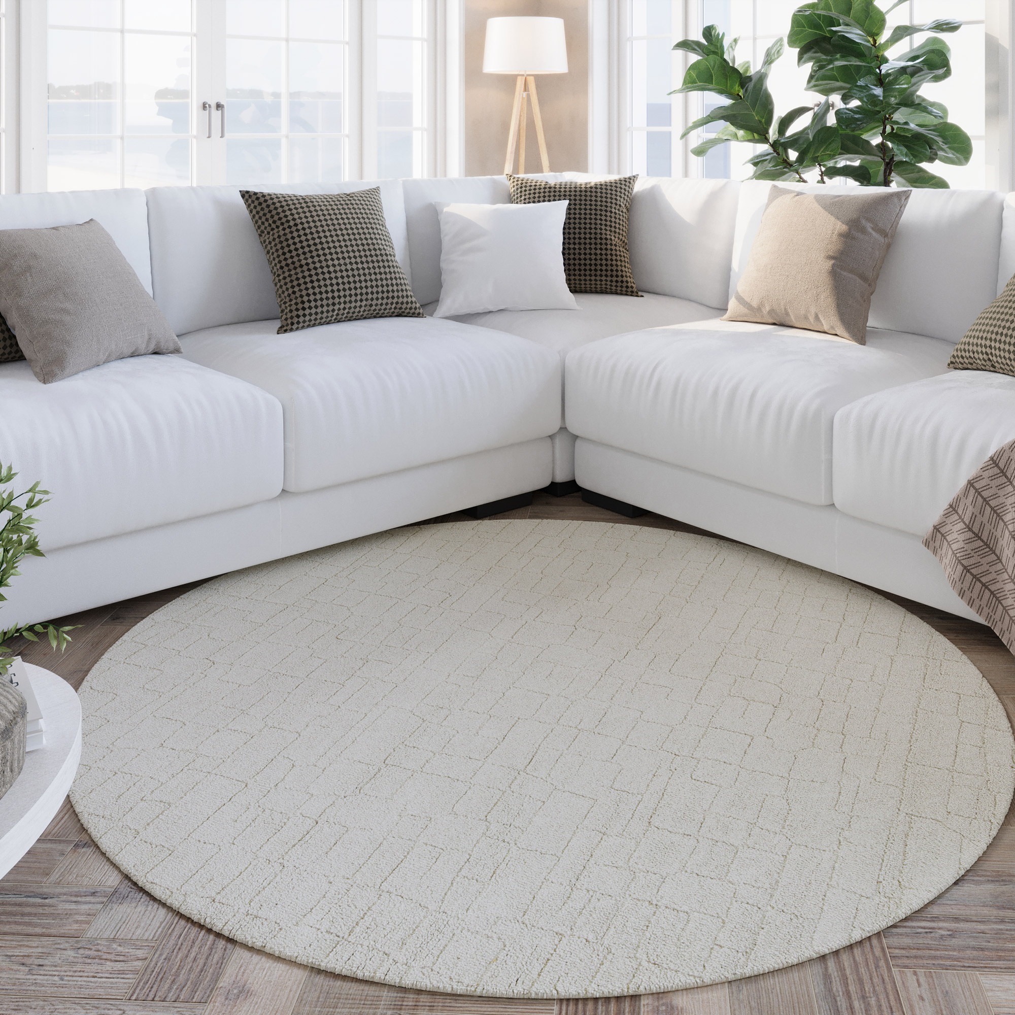 Wecon home Teppich »Hamptons THIRTYONE«, rund, 15 mm Höhe, Kurzflor, Wohnzimmer, Schlafzimmer, elegant, robust, Krokodil-Design
