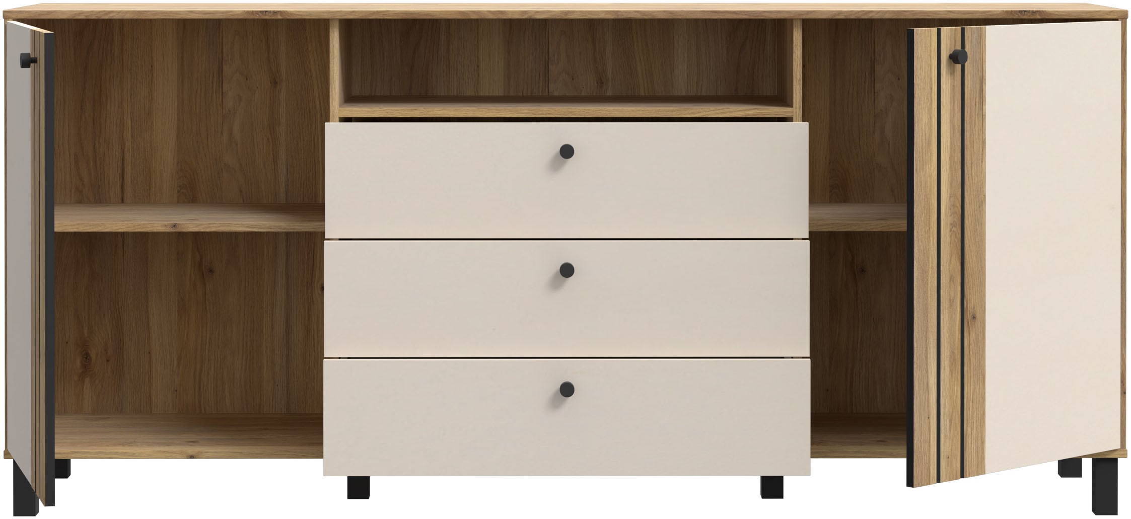 FORTE Sideboard »Killarney«, großes Sideboard, Stauraum, Soft Close, Metallgriffe